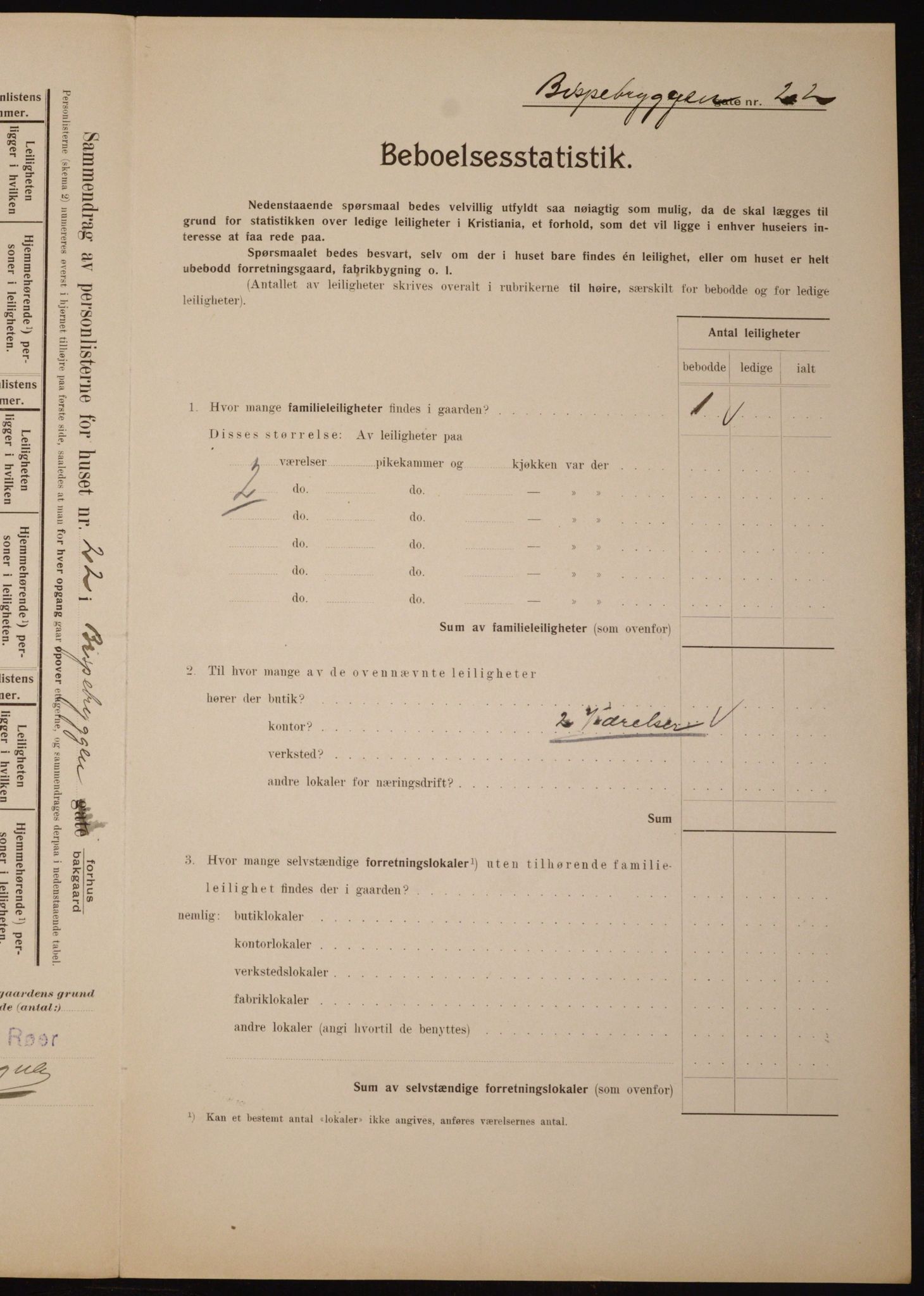 OBA, Municipal Census 1910 for Kristiania, 1910, p. 5155