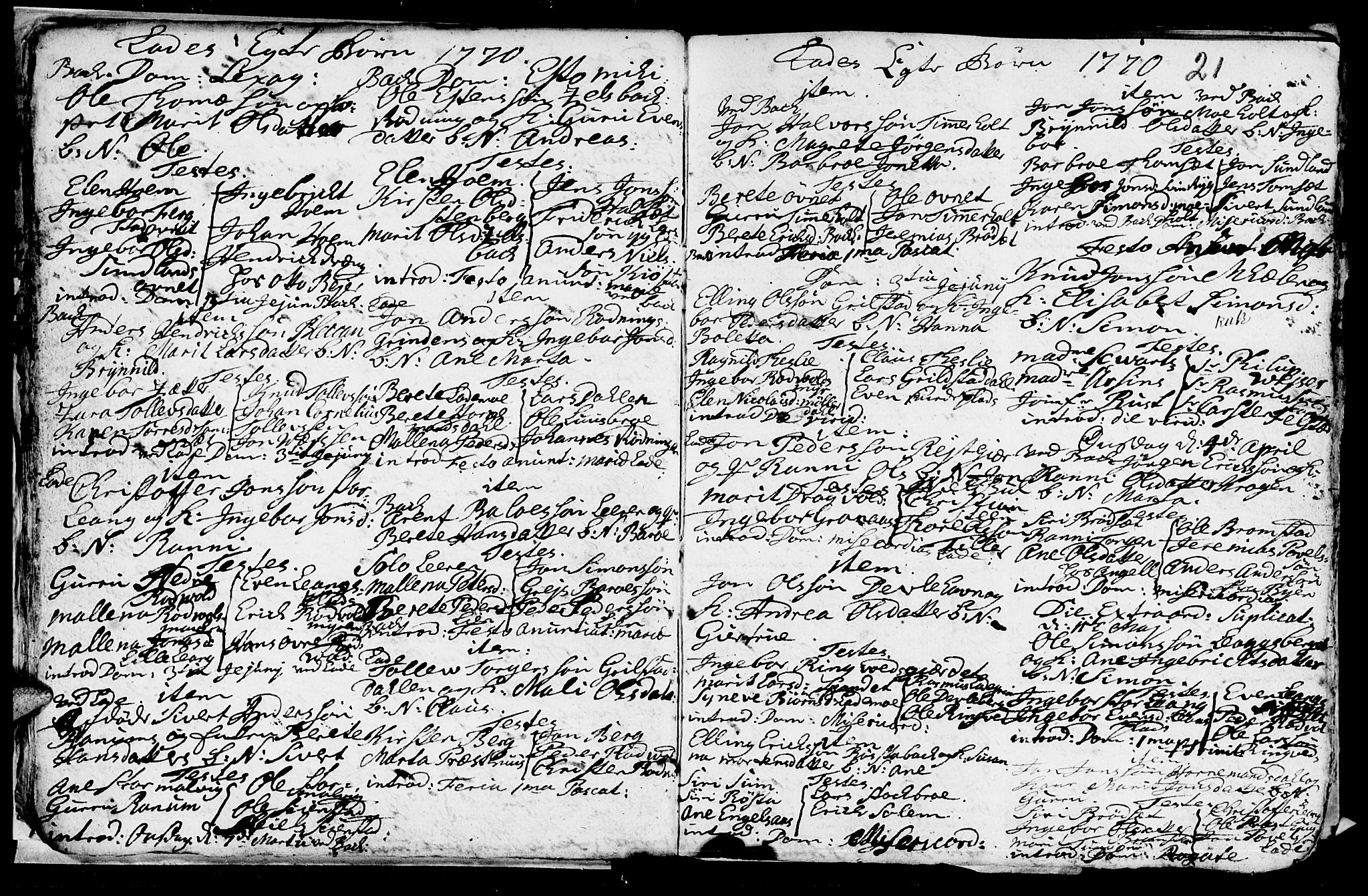 Ministerialprotokoller, klokkerbøker og fødselsregistre - Sør-Trøndelag, SAT/A-1456/606/L0305: Parish register (copy) no. 606C01, 1757-1819, p. 21