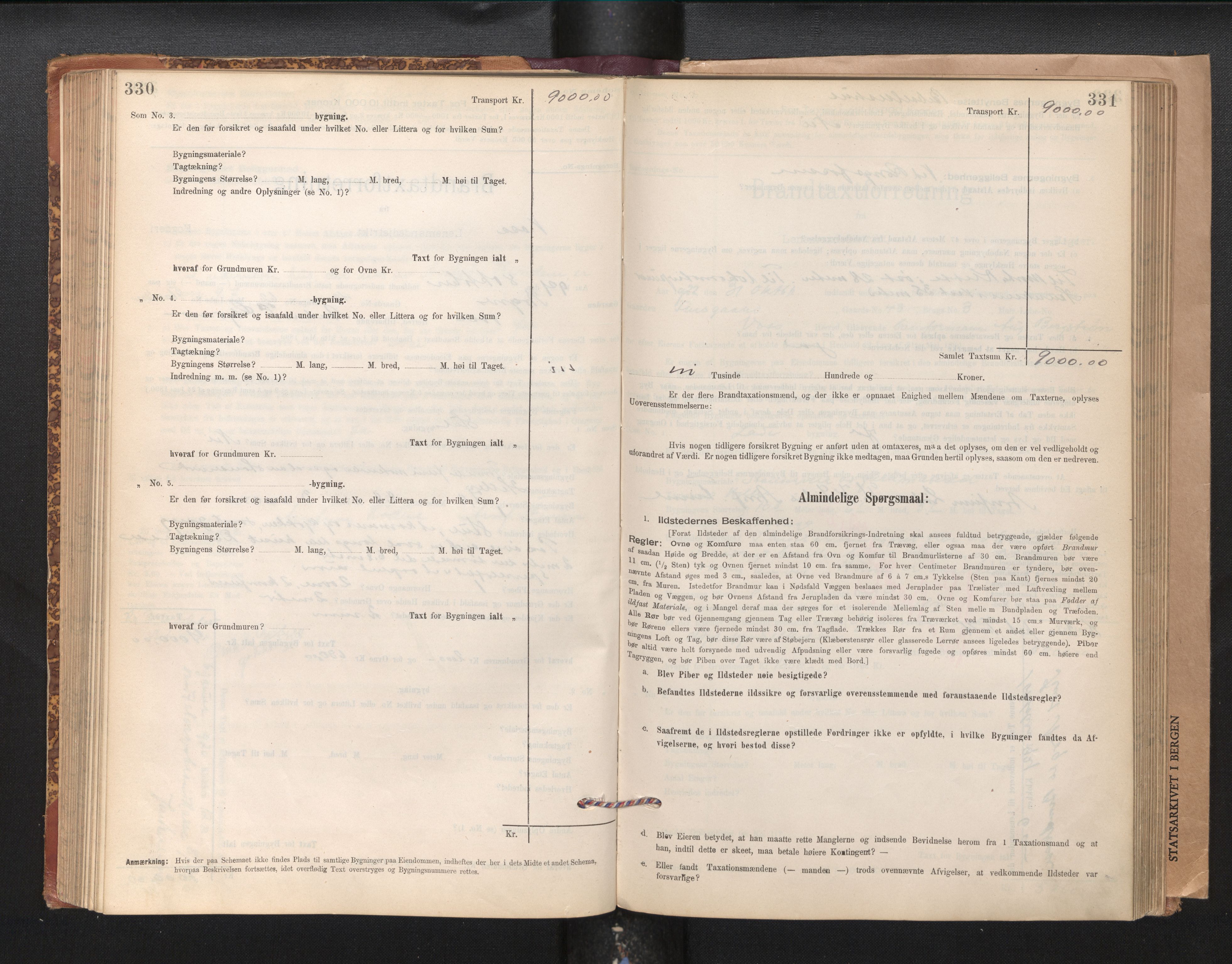 Lensmannen i Voss, SAB/A-35801/0012/L0008: Branntakstprotokoll, skjematakst, 1895-1945, p. 330-331