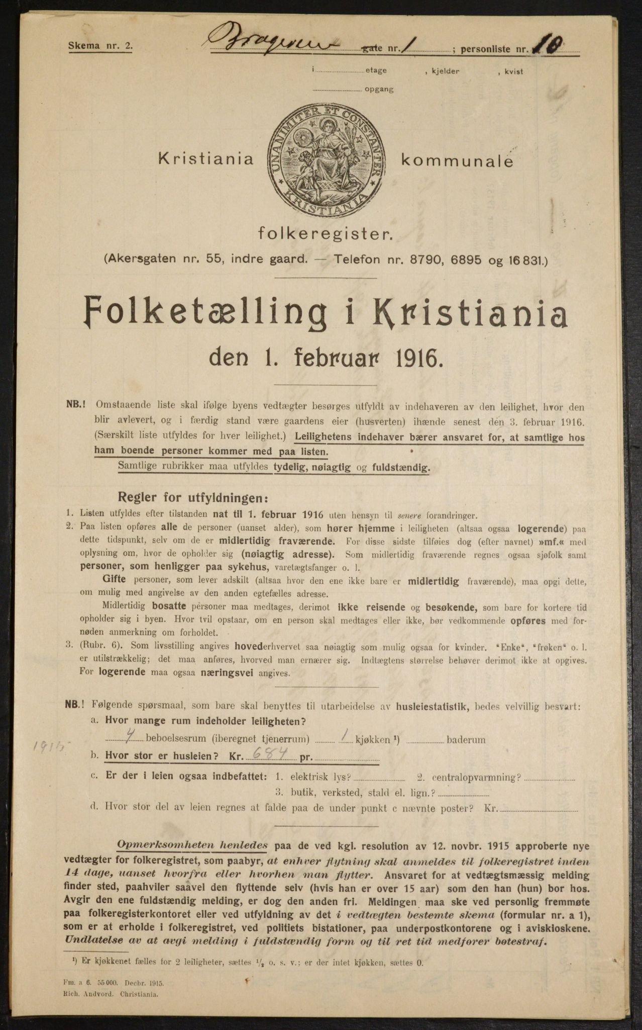 OBA, Municipal Census 1916 for Kristiania, 1916, p. 8125