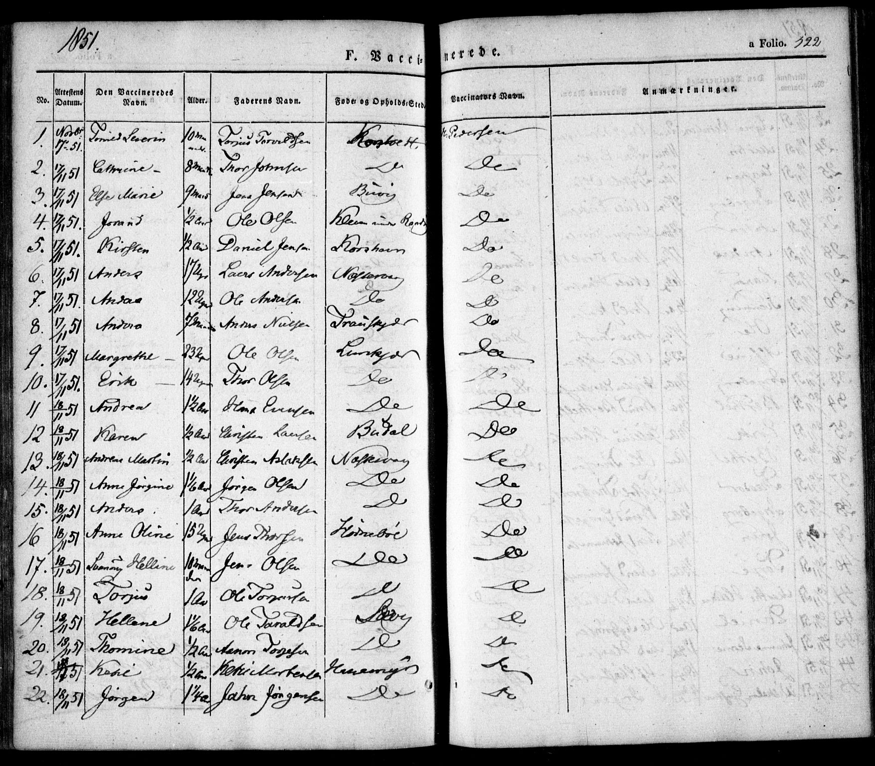 Søndeled sokneprestkontor, SAK/1111-0038/F/Fa/L0002: Parish register (official) no. A 2, 1839-1860, p. 522