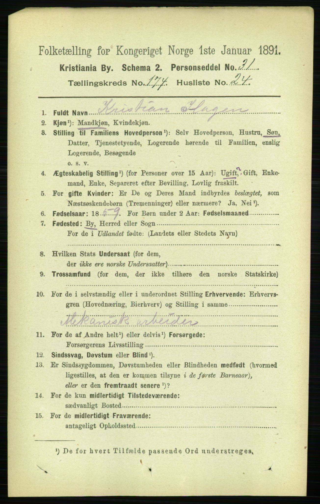 RA, 1891 census for 0301 Kristiania, 1891, p. 104528