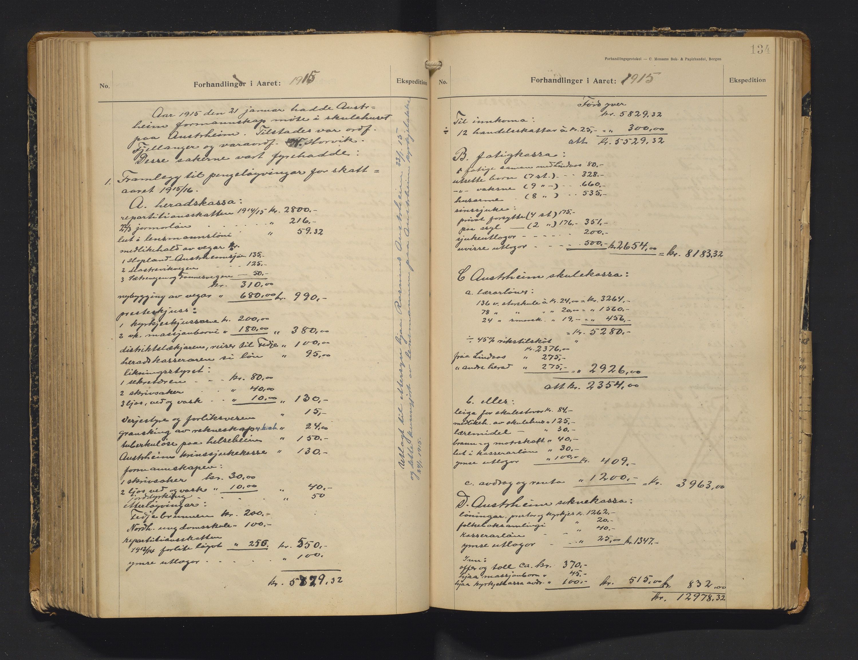 Austrheim kommune. Formannskapet, IKAH/1264-021/A/Aa/Aaa/L0001: møtebok for heradstyret og formannskapet, 1910-1916, p. 134