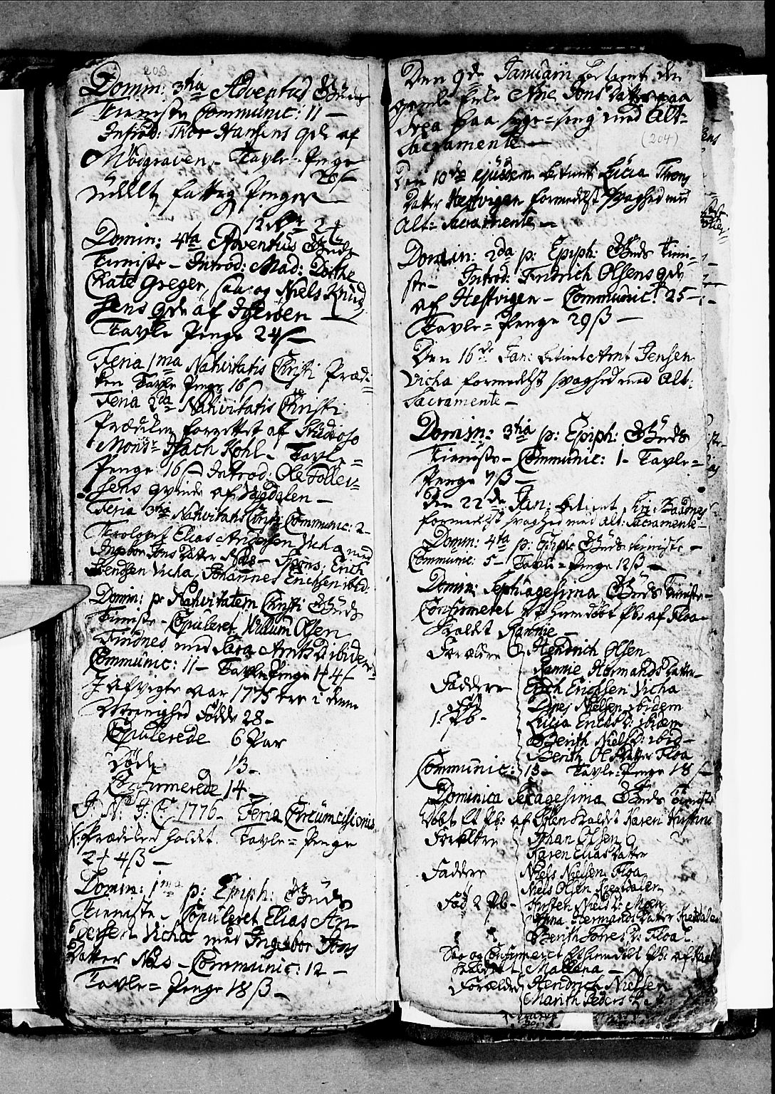 Ministerialprotokoller, klokkerbøker og fødselsregistre - Nordland, SAT/A-1459/816/L0237: Parish register (official) no. 816A03, 1757-1776, p. 203-204