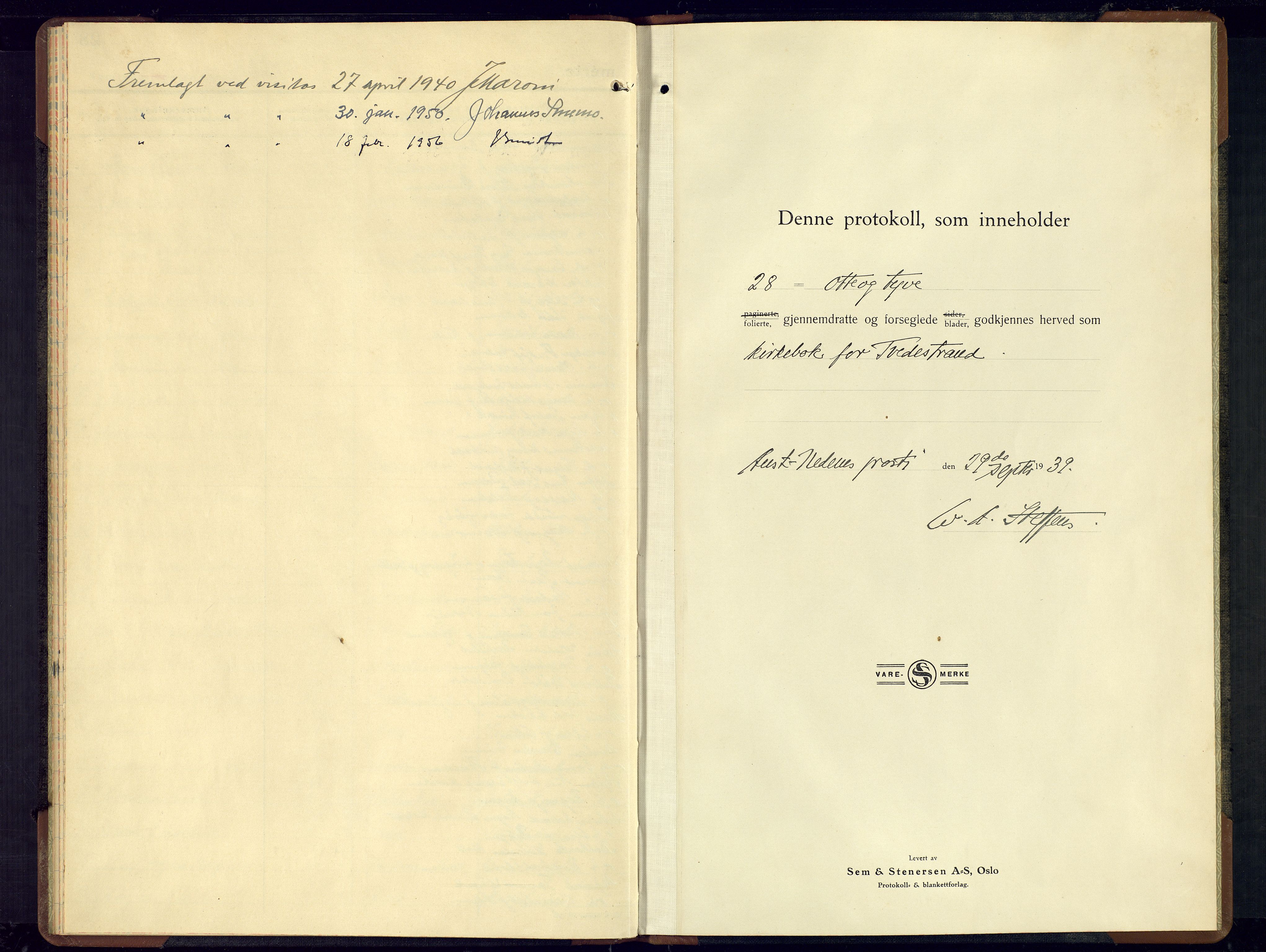 Tvedestrand sokneprestkontor, SAK/1111-0042/F/Fb/L0002: Parish register (copy) no. B-2, 1939-1960
