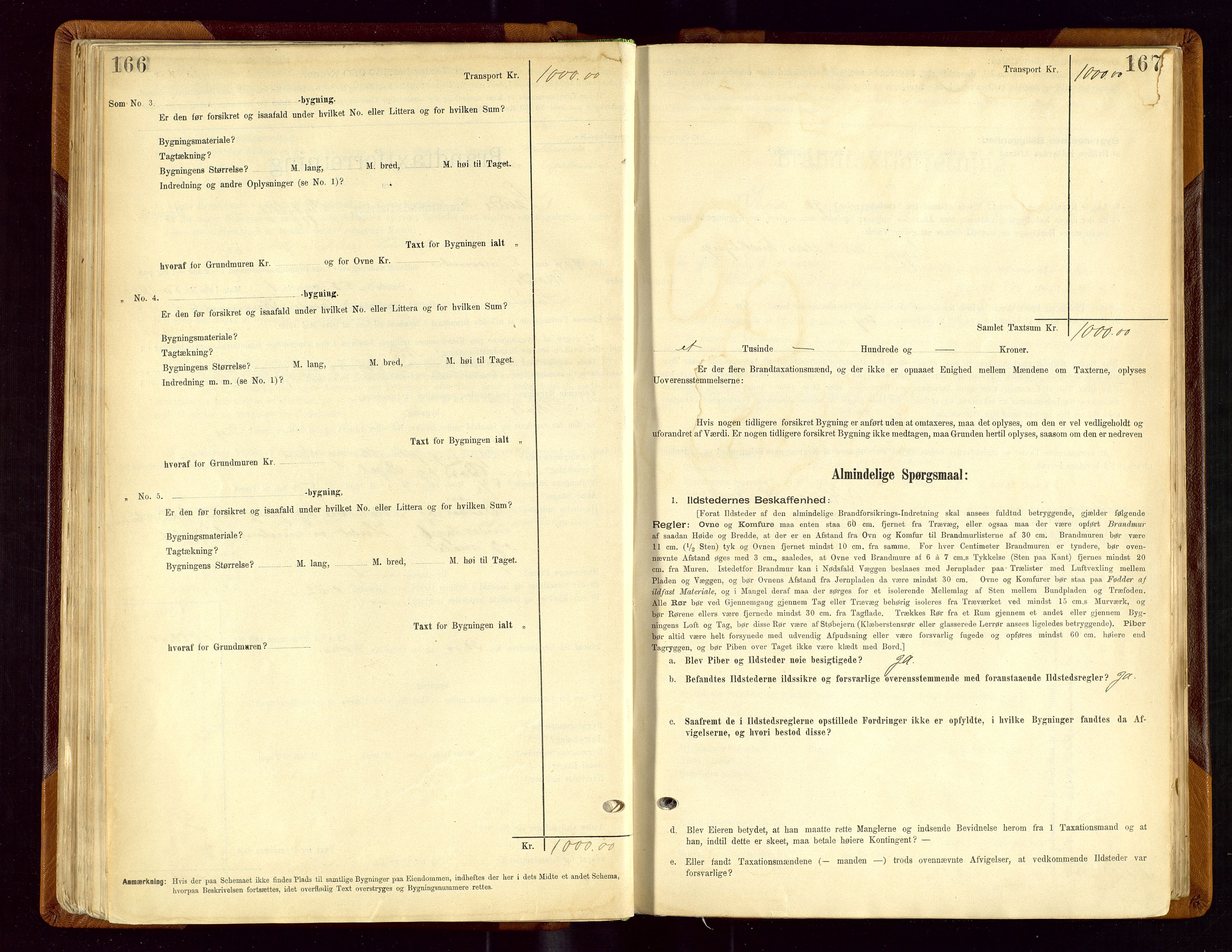 Sauda lensmannskontor, SAST/A-100177/Gob/L0001: Branntakstprotokoll - skjematakst, 1894-1914, p. 166-167