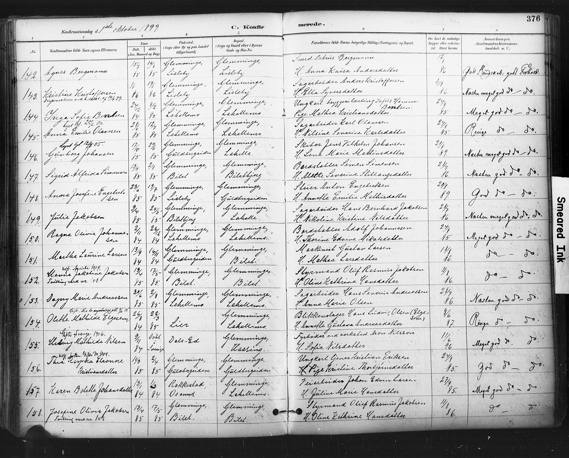 Glemmen prestekontor Kirkebøker, SAO/A-10908/F/Fa/L0013: Parish register (official) no. 13, 1892-1907, p. 376