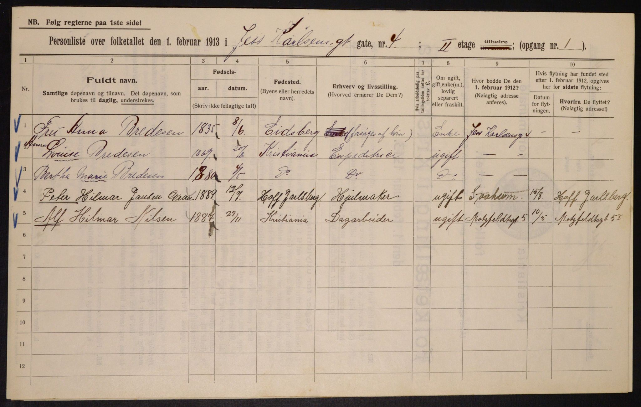 OBA, Municipal Census 1913 for Kristiania, 1913, p. 46763