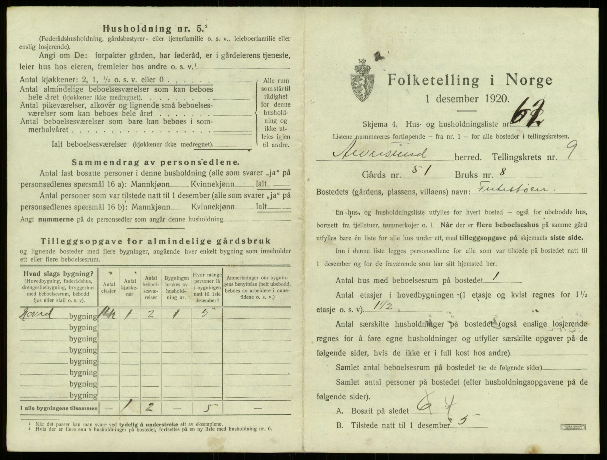 SAB, 1920 census for Alversund, 1920, p. 792