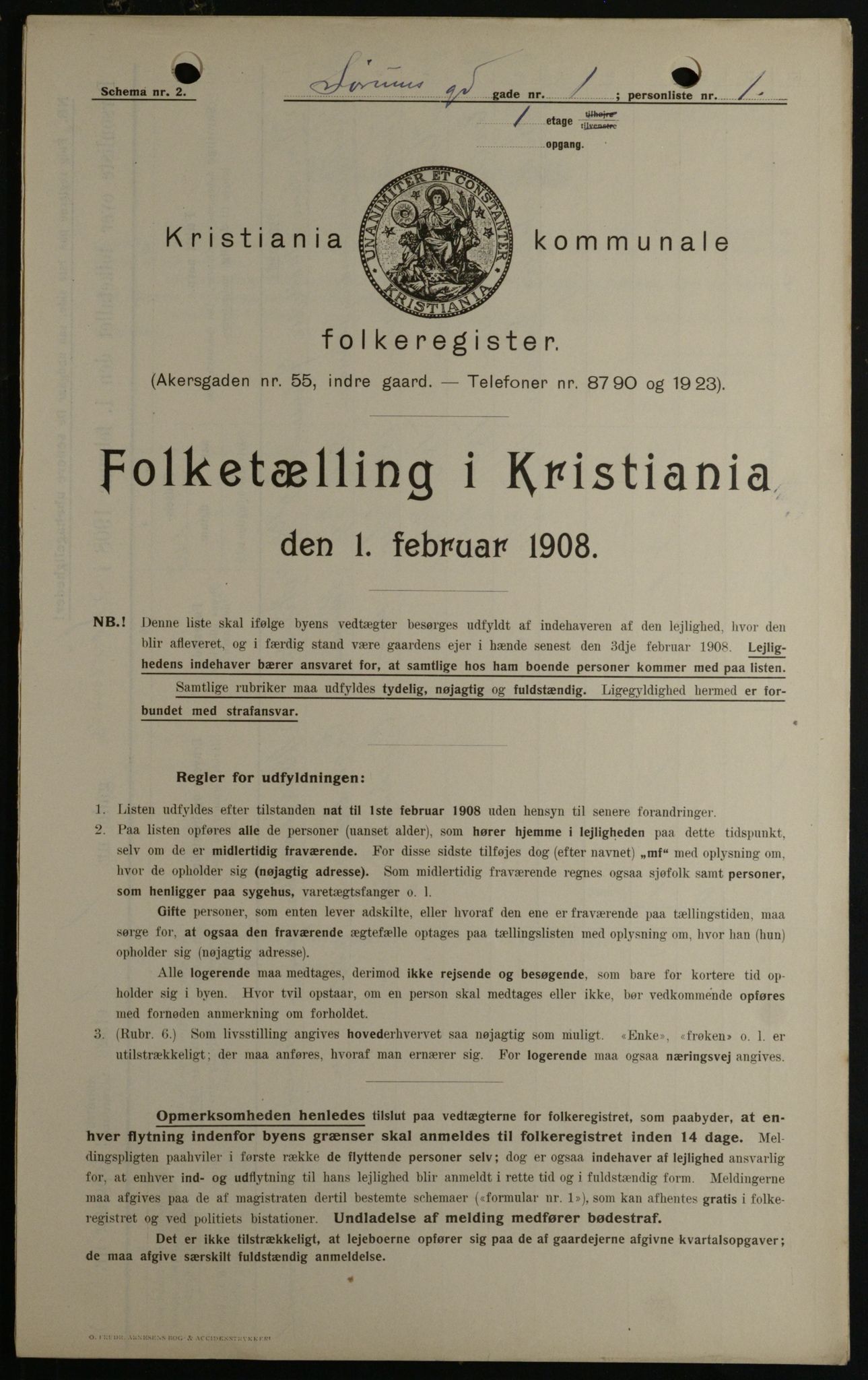 OBA, Municipal Census 1908 for Kristiania, 1908, p. 96074