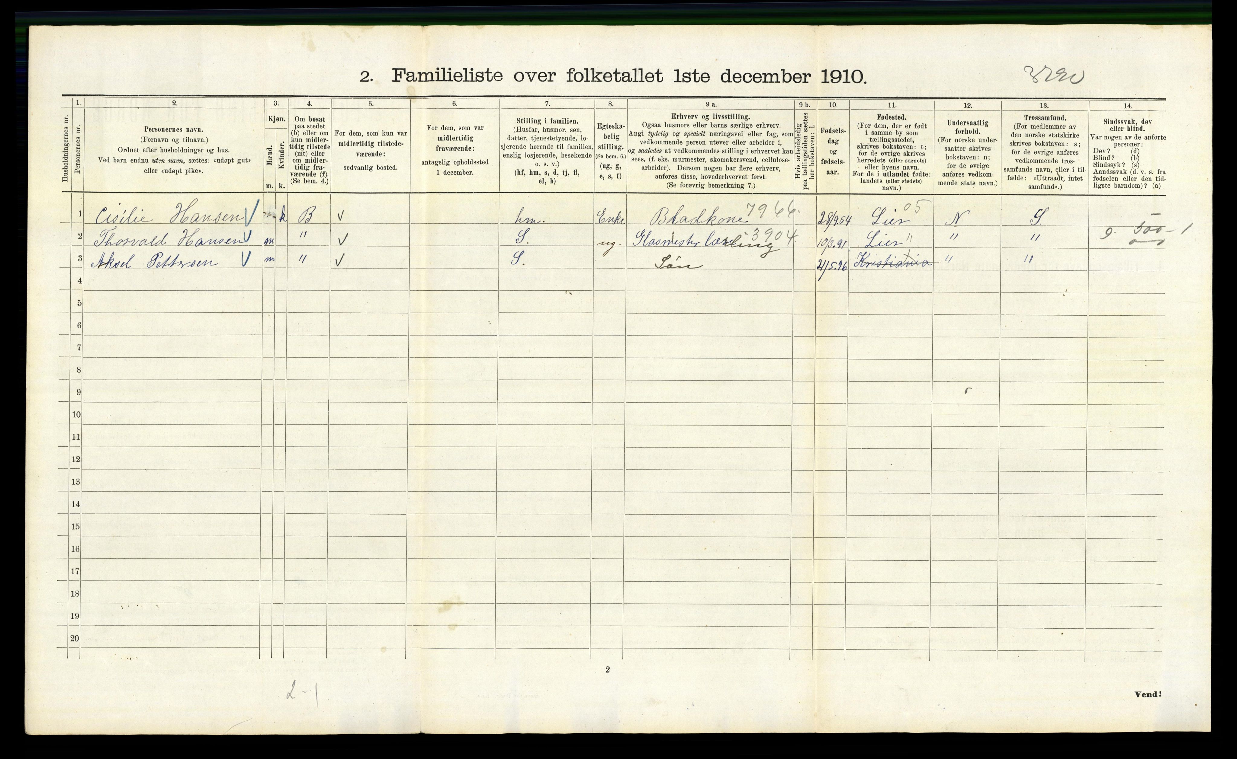 RA, 1910 census for Kristiania, 1910, p. 99596