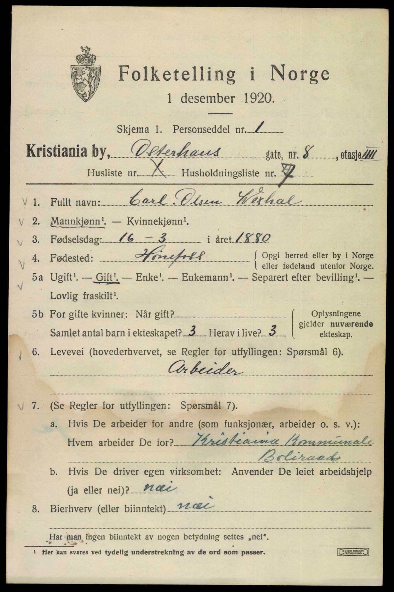 SAO, 1920 census for Kristiania, 1920, p. 441407