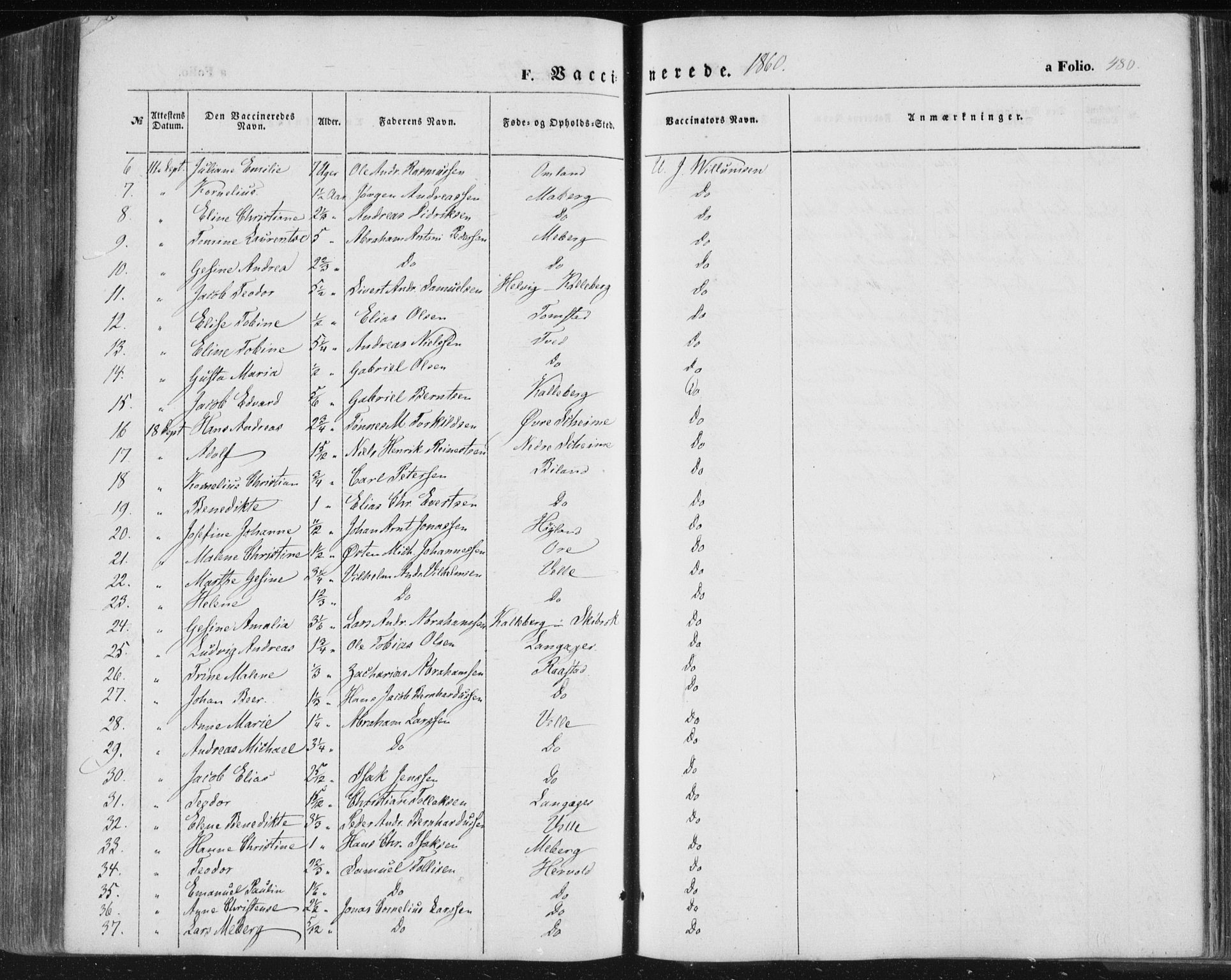 Lista sokneprestkontor, SAK/1111-0027/F/Fa/L0010: Parish register (official) no. A 10, 1846-1861, p. 480