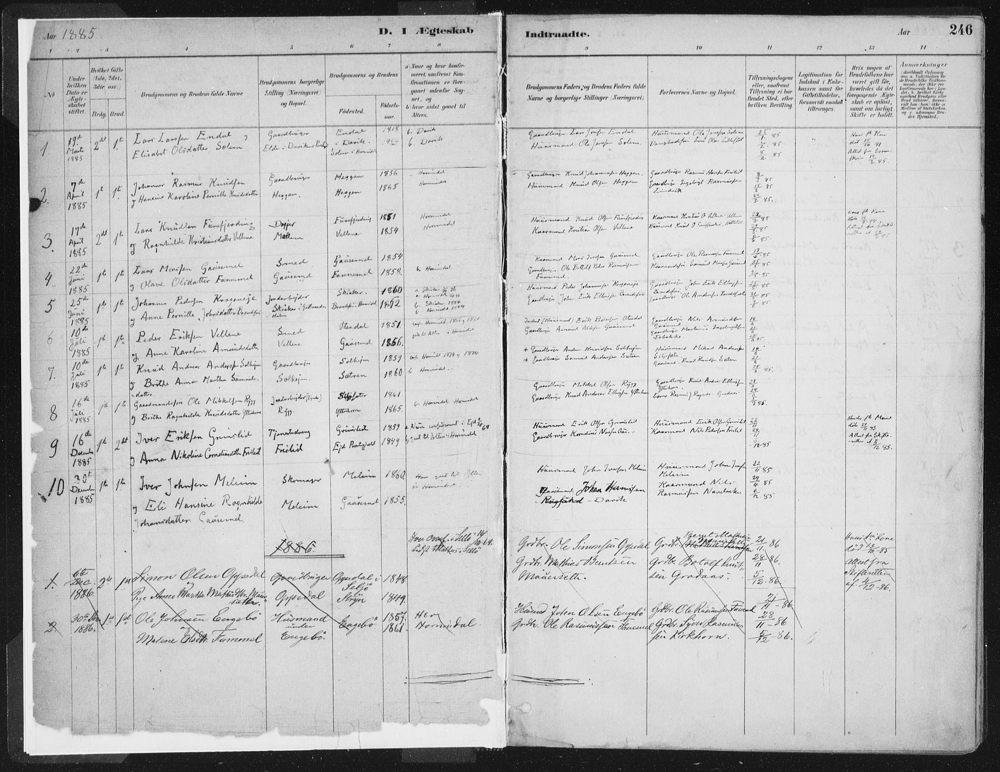 Hornindal sokneprestembete, SAB/A-82401/H/Haa/Haaa/L0003/0002: Parish register (official) no. A 3B, 1885-1917, p. 246