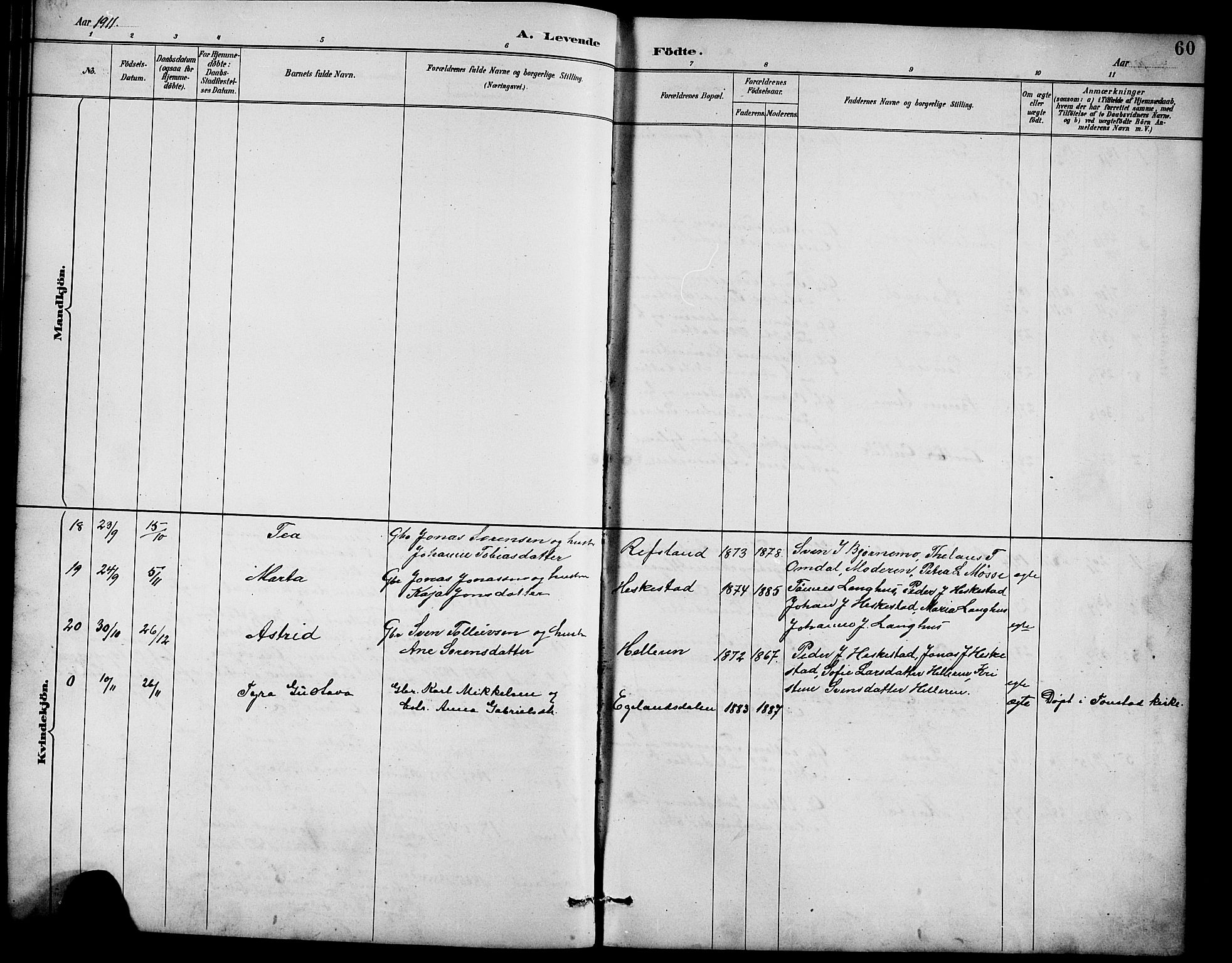 Lund sokneprestkontor, AV/SAST-A-101809/S07/L0007: Parish register (copy) no. B 7, 1890-1925, p. 60