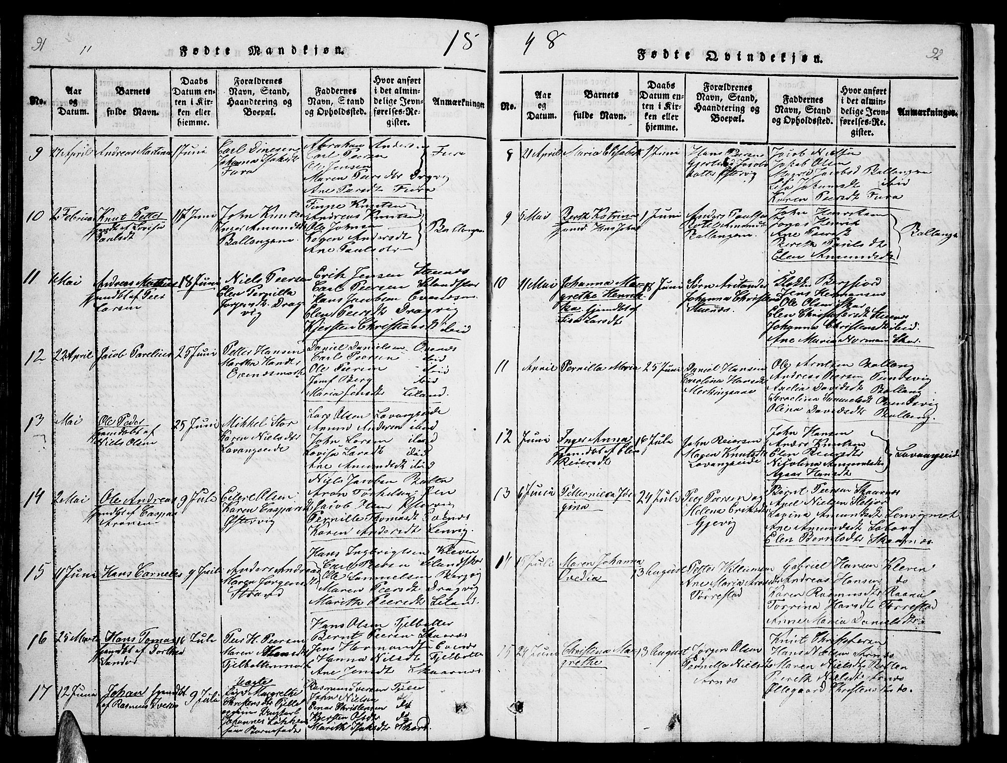 Ministerialprotokoller, klokkerbøker og fødselsregistre - Nordland, SAT/A-1459/863/L0911: Parish register (copy) no. 863C01, 1821-1858, p. 91-92