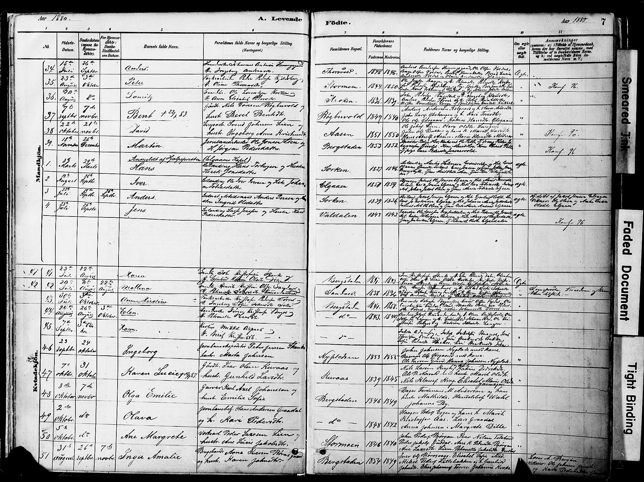 Ministerialprotokoller, klokkerbøker og fødselsregistre - Sør-Trøndelag, SAT/A-1456/681/L0933: Parish register (official) no. 681A11, 1879-1890, p. 7