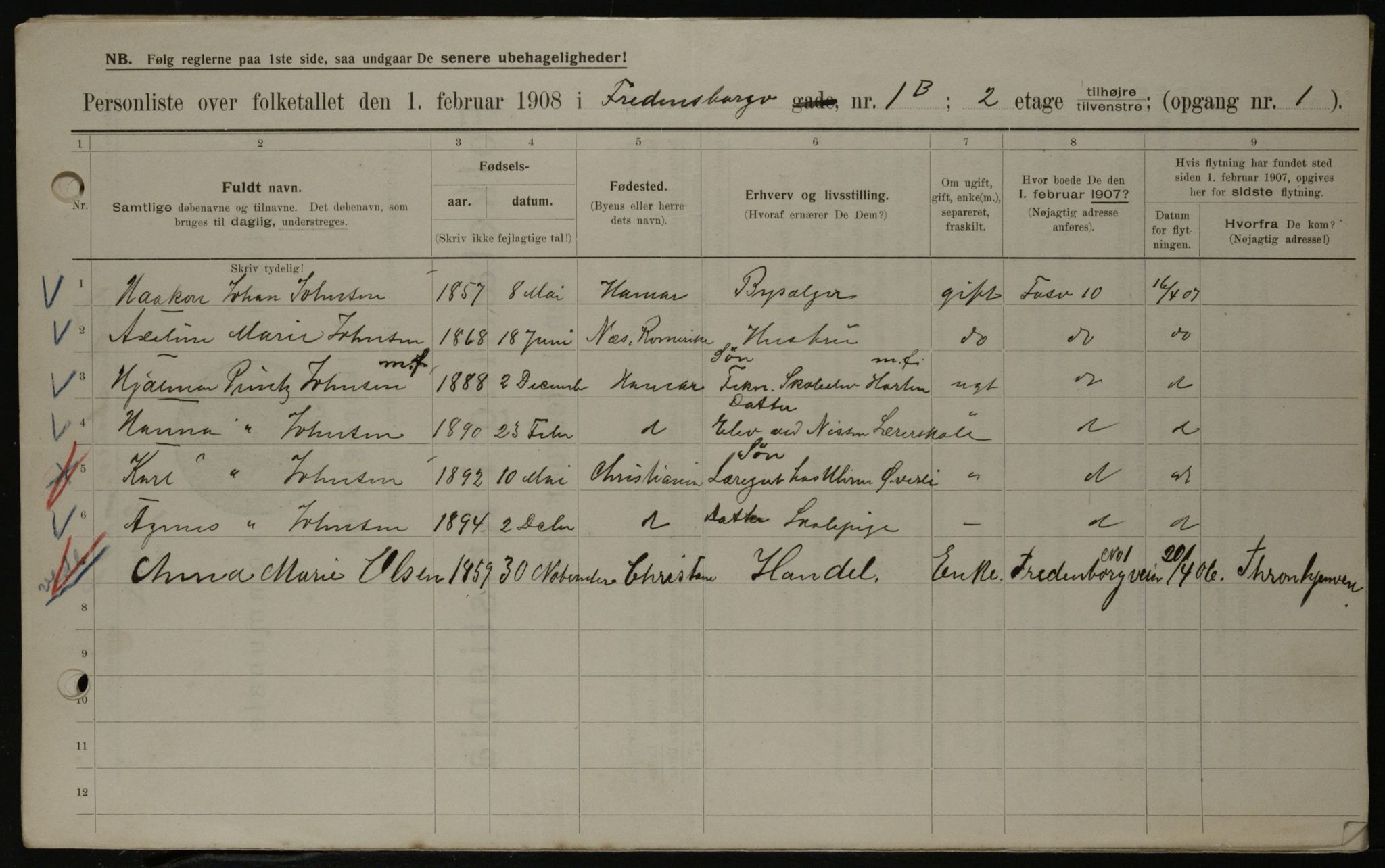 OBA, Municipal Census 1908 for Kristiania, 1908, p. 23094