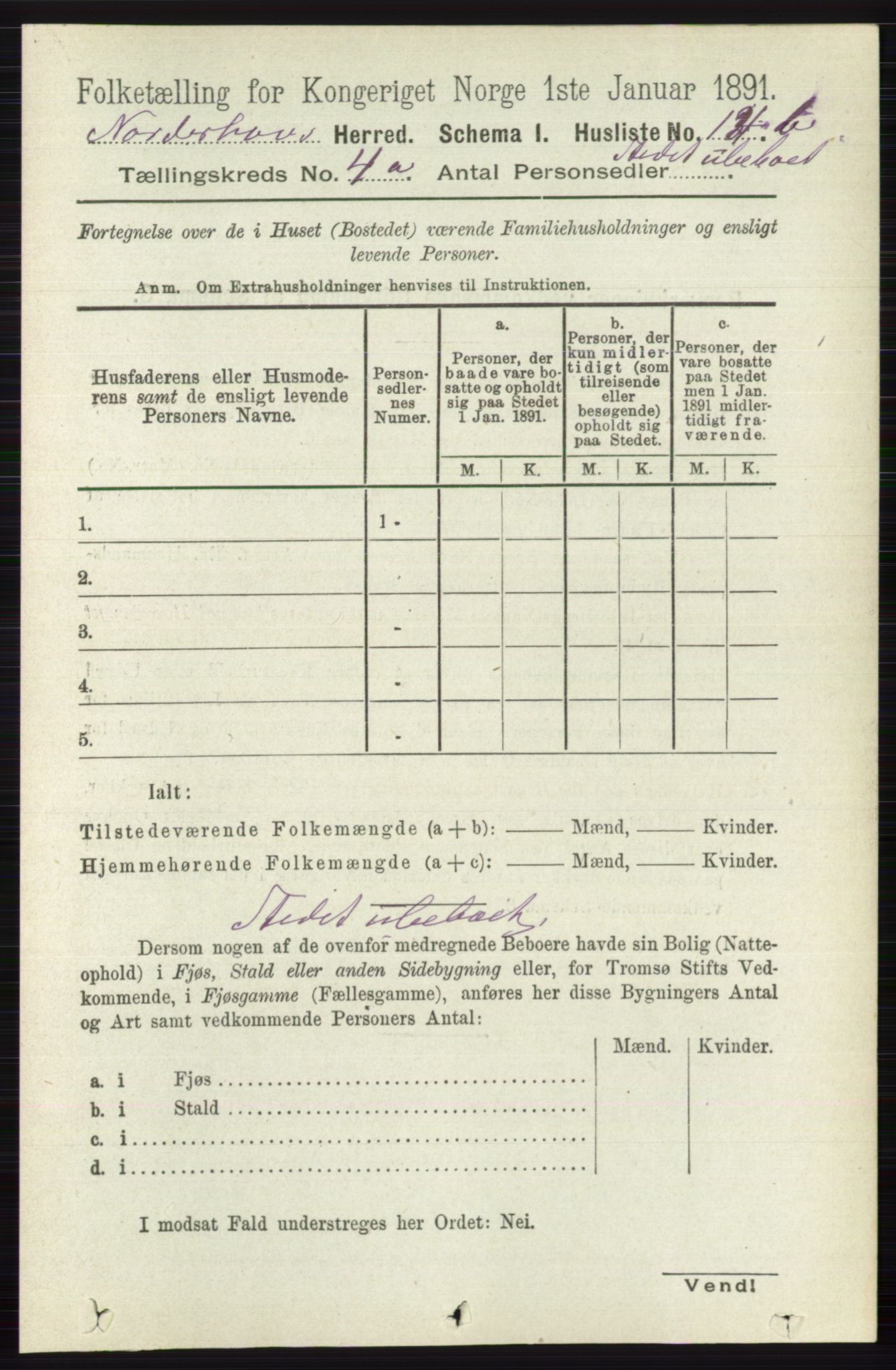 RA, 1891 census for 0613 Norderhov, 1891, p. 1703