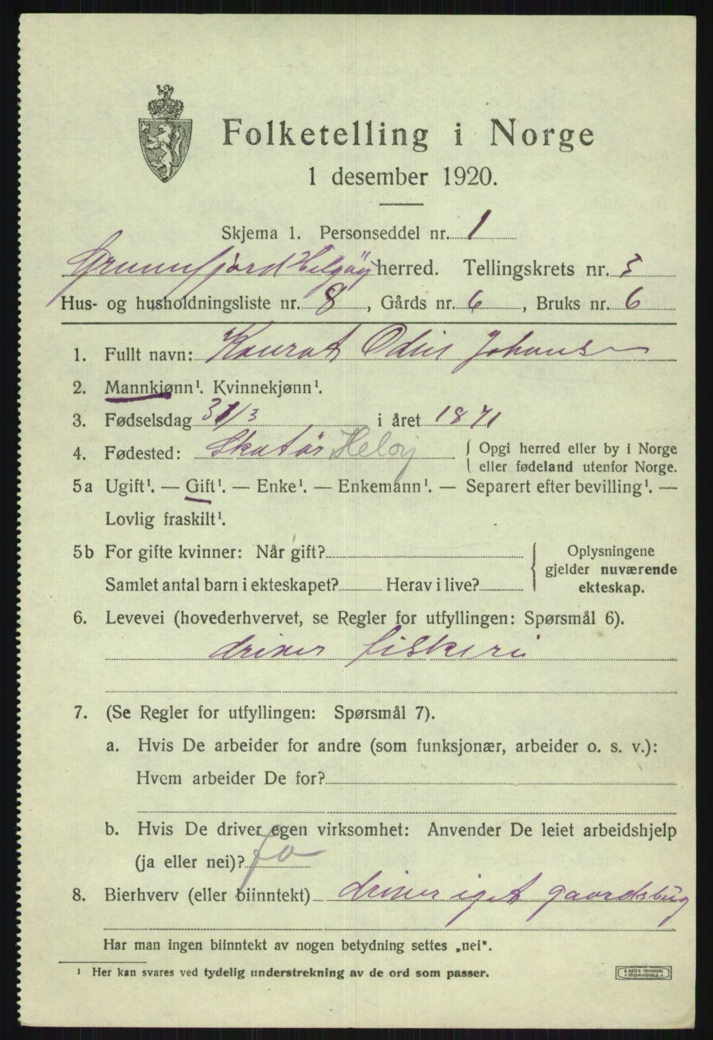 SATØ, 1920 census for Helgøy, 1920, p. 1469