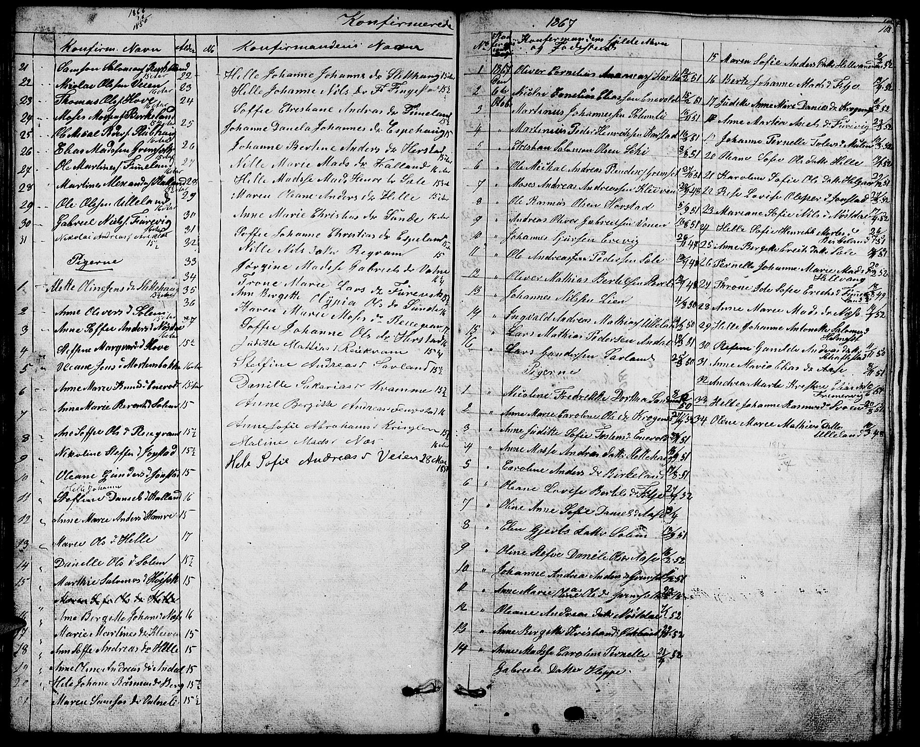 Førde sokneprestembete, SAB/A-79901/H/Hab/Habd/L0001: Parish register (copy) no. D 1, 1852-1877, p. 108