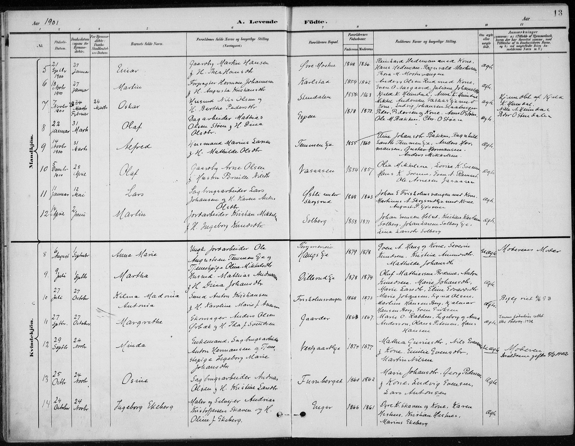 Stange prestekontor, AV/SAH-PREST-002/K/L0023: Parish register (official) no. 23, 1897-1920, p. 13