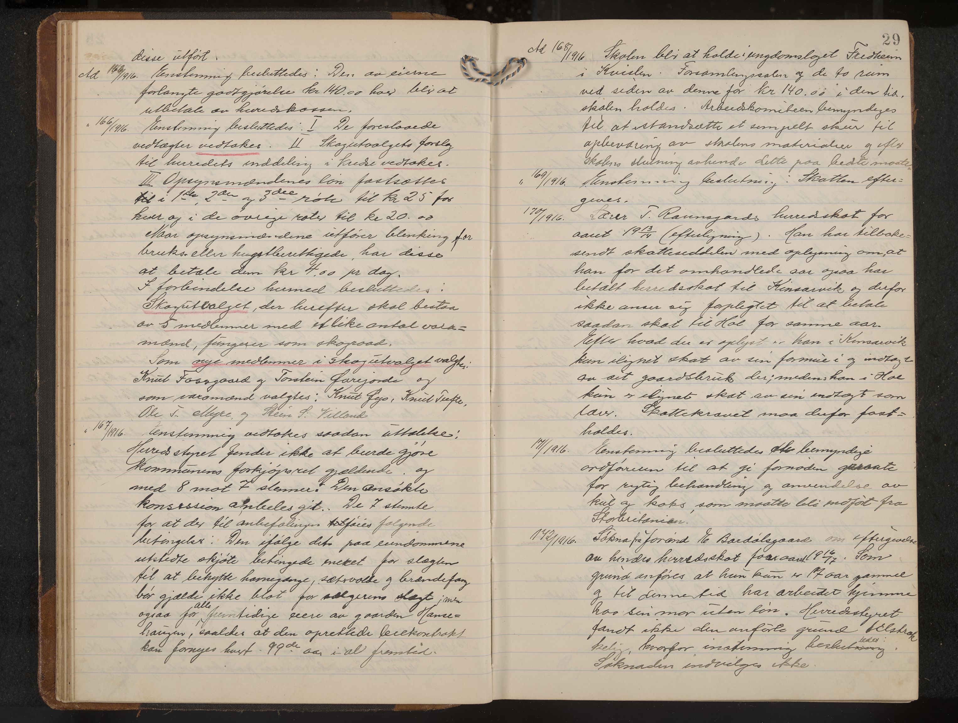 Hol formannskap og sentraladministrasjon, IKAK/0620021-1/A/L0006: Møtebok, 1916-1922, p. 29