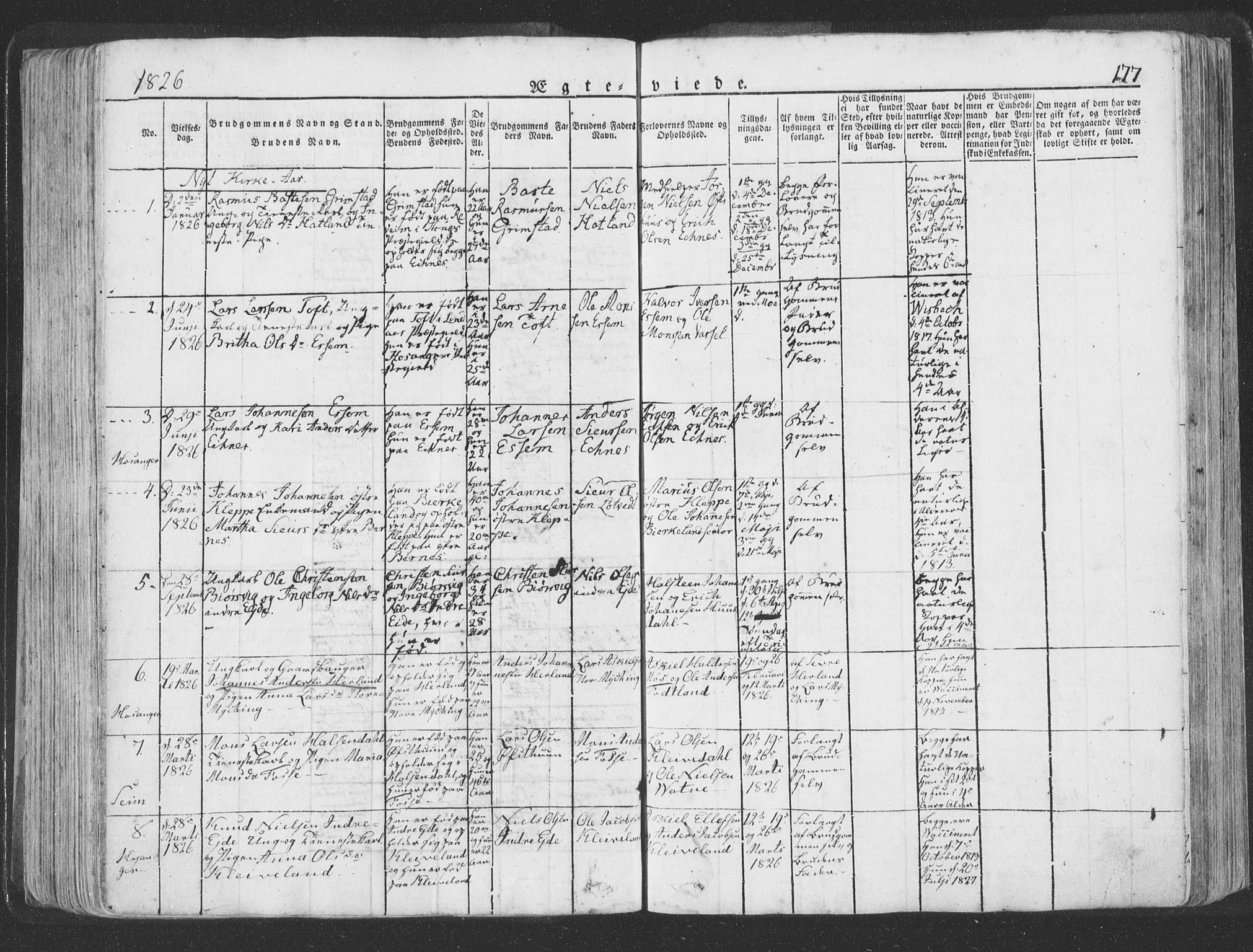 Hosanger sokneprestembete, AV/SAB-A-75801/H/Haa: Parish register (official) no. A 6, 1824-1835, p. 177