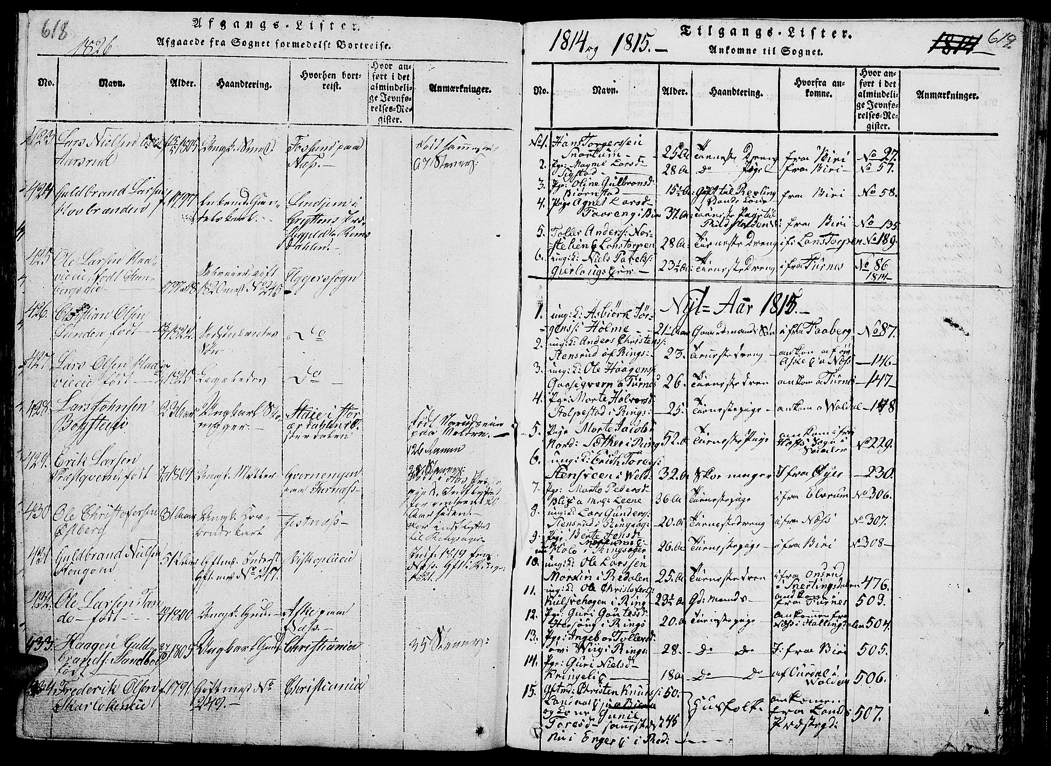 Ringsaker prestekontor, AV/SAH-PREST-014/L/La/L0001: Parish register (copy) no. 1, 1814-1826, p. 618-619