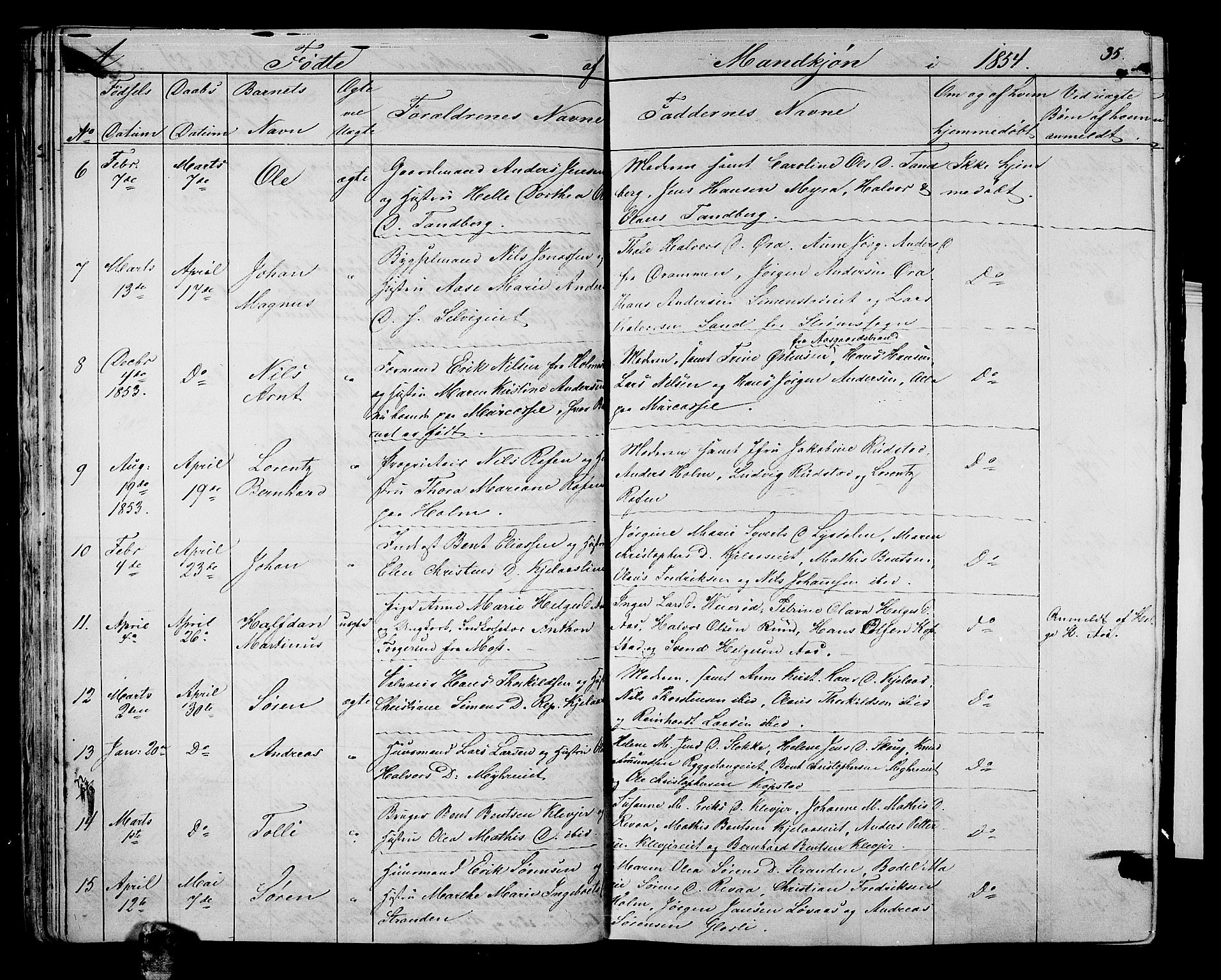 Sande Kirkebøker, AV/SAKO-A-53/G/Ga/L0002: Parish register (copy) no. 2, 1847-1863, p. 35