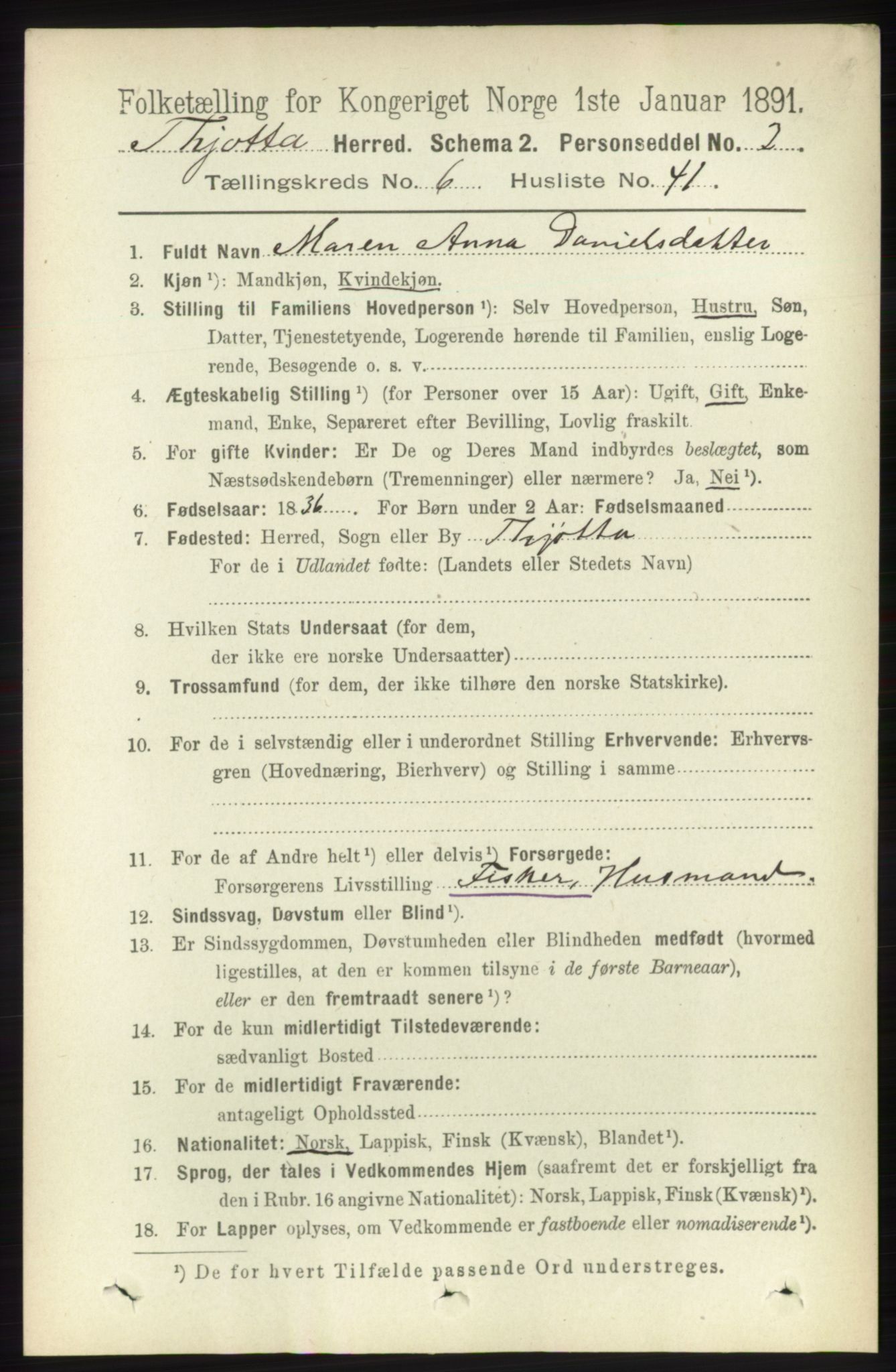 RA, 1891 census for 1817 Tjøtta, 1891, p. 3202