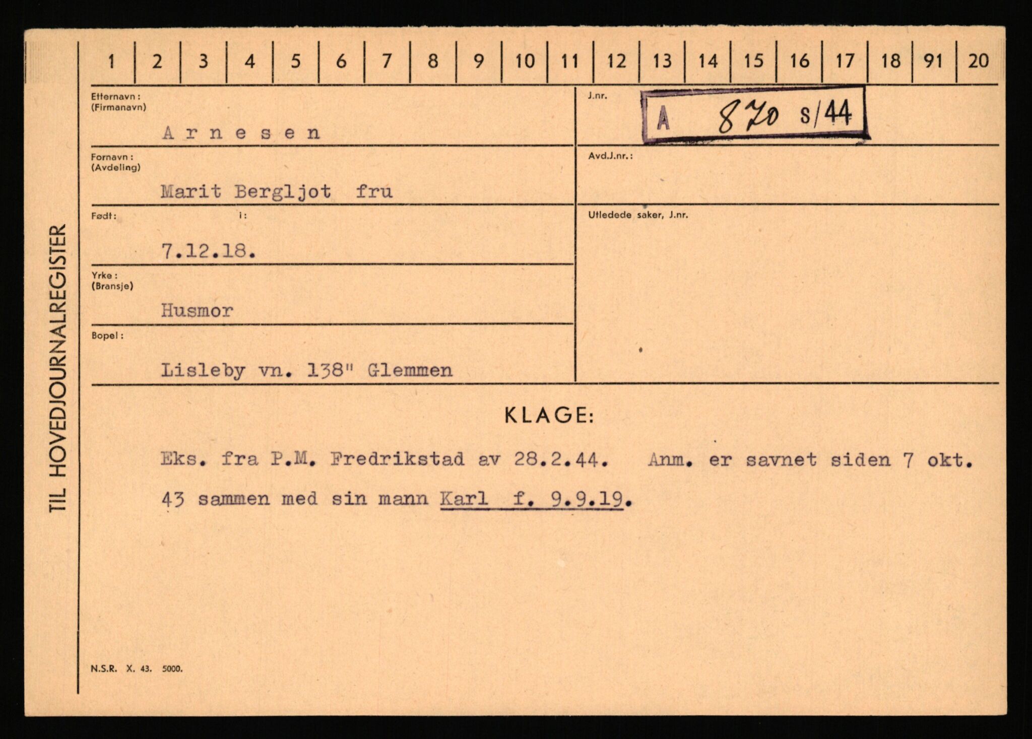 Statspolitiet - Hovedkontoret / Osloavdelingen, AV/RA-S-1329/C/Ca/L0002: Arneberg - Brand, 1943-1945, p. 142