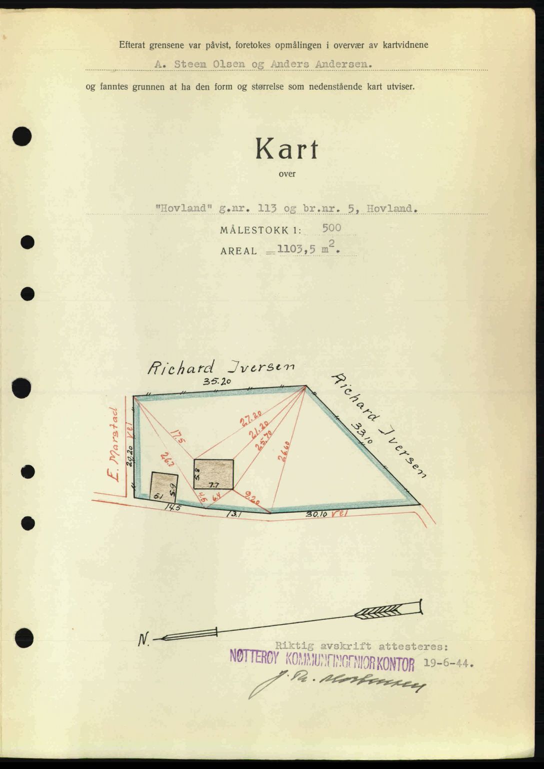 Tønsberg sorenskriveri, AV/SAKO-A-130/G/Ga/Gaa/L0015: Mortgage book no. A15, 1944-1944, Diary no: : 1366/1944