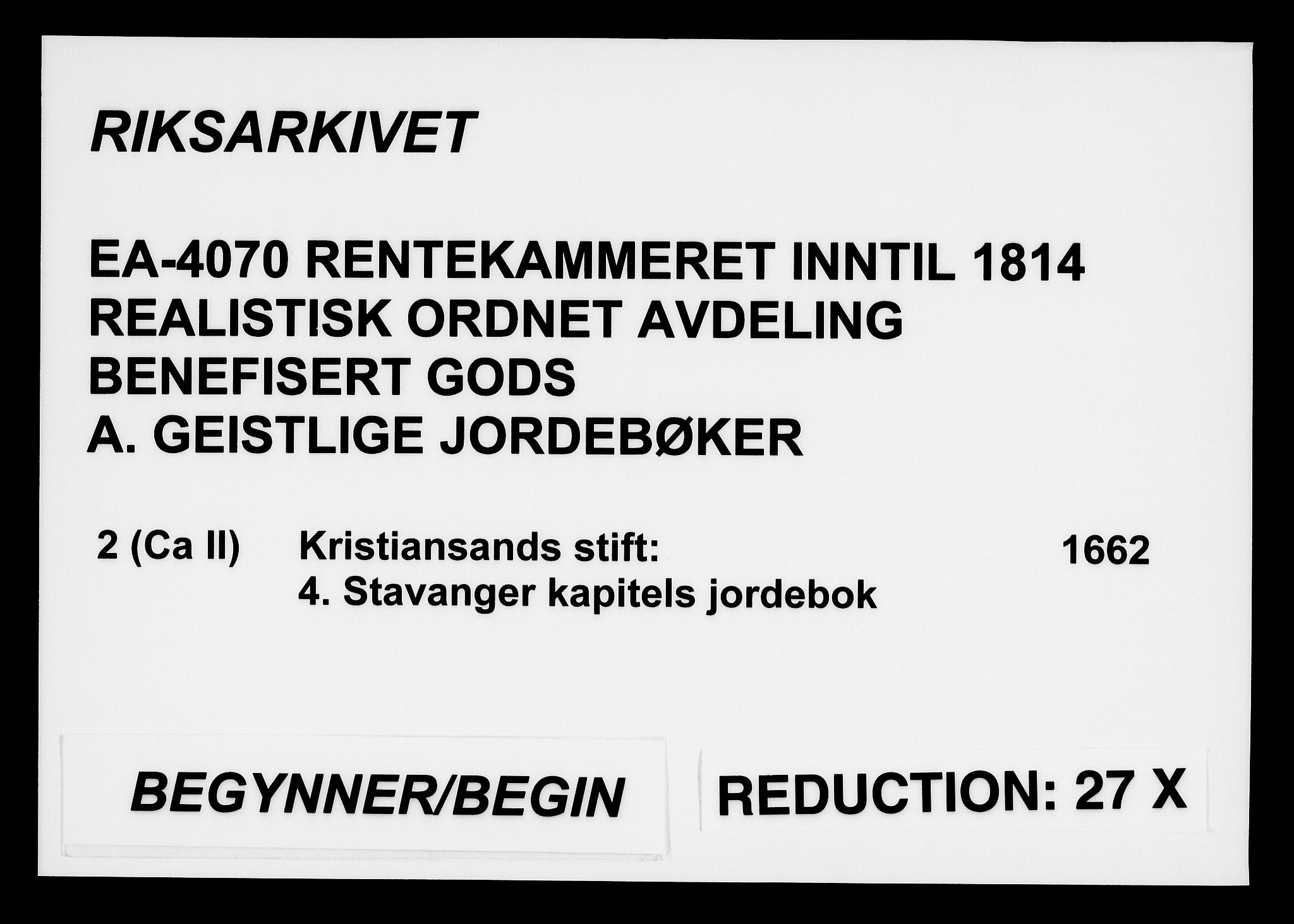 Rentekammeret inntil 1814, Realistisk ordnet avdeling, AV/RA-EA-4070/Fc/Fca/L0002/0005: [Ca II]  Kristiansand stift / Stavanger kapitels jordebok, 1662