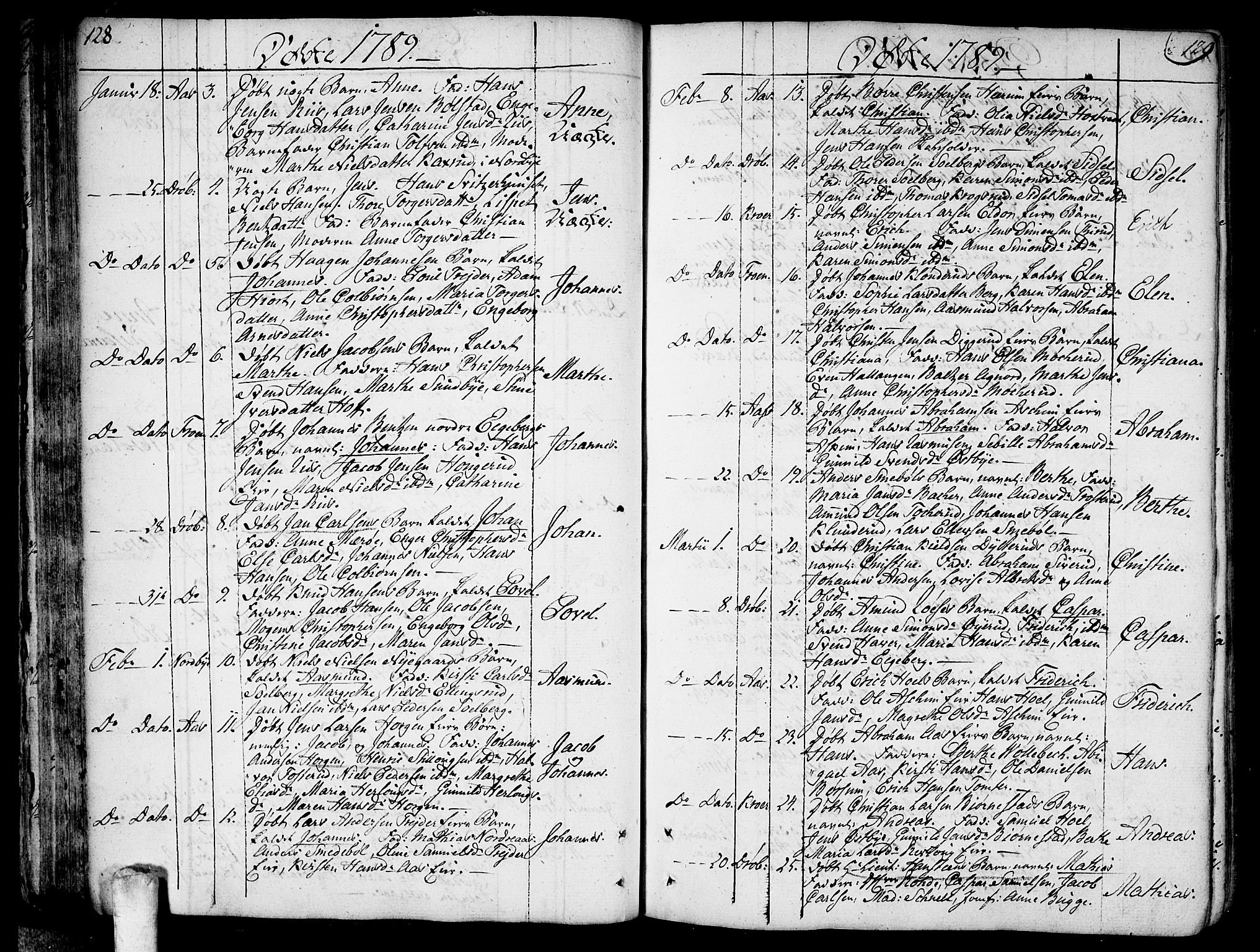 Ås prestekontor Kirkebøker, AV/SAO-A-10894/F/Fa/L0002: Parish register (official) no. I 2, 1778-1813, p. 128-129