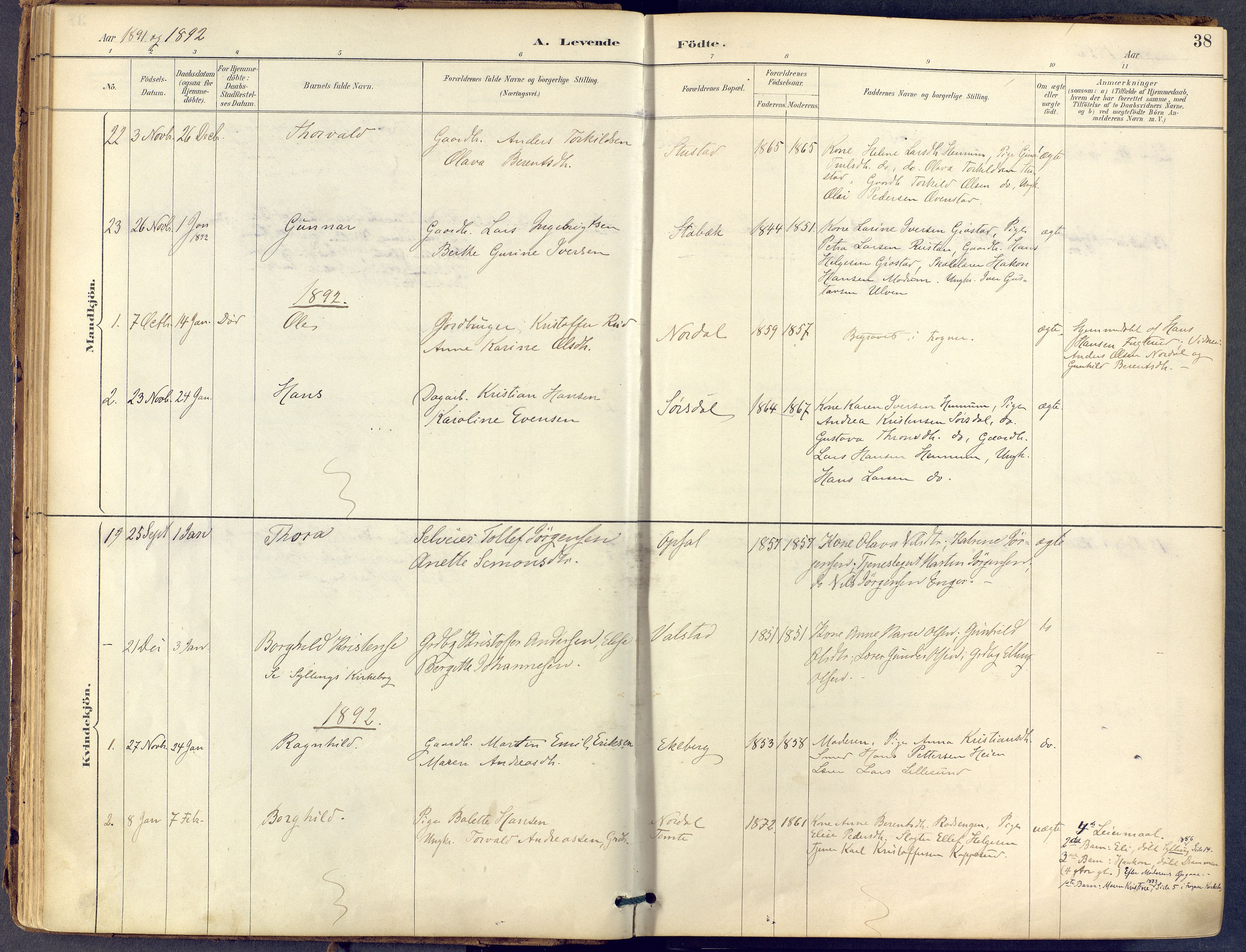 Lier kirkebøker, AV/SAKO-A-230/F/Fb/L0001: Parish register (official) no. II 1, 1883-1910, p. 38