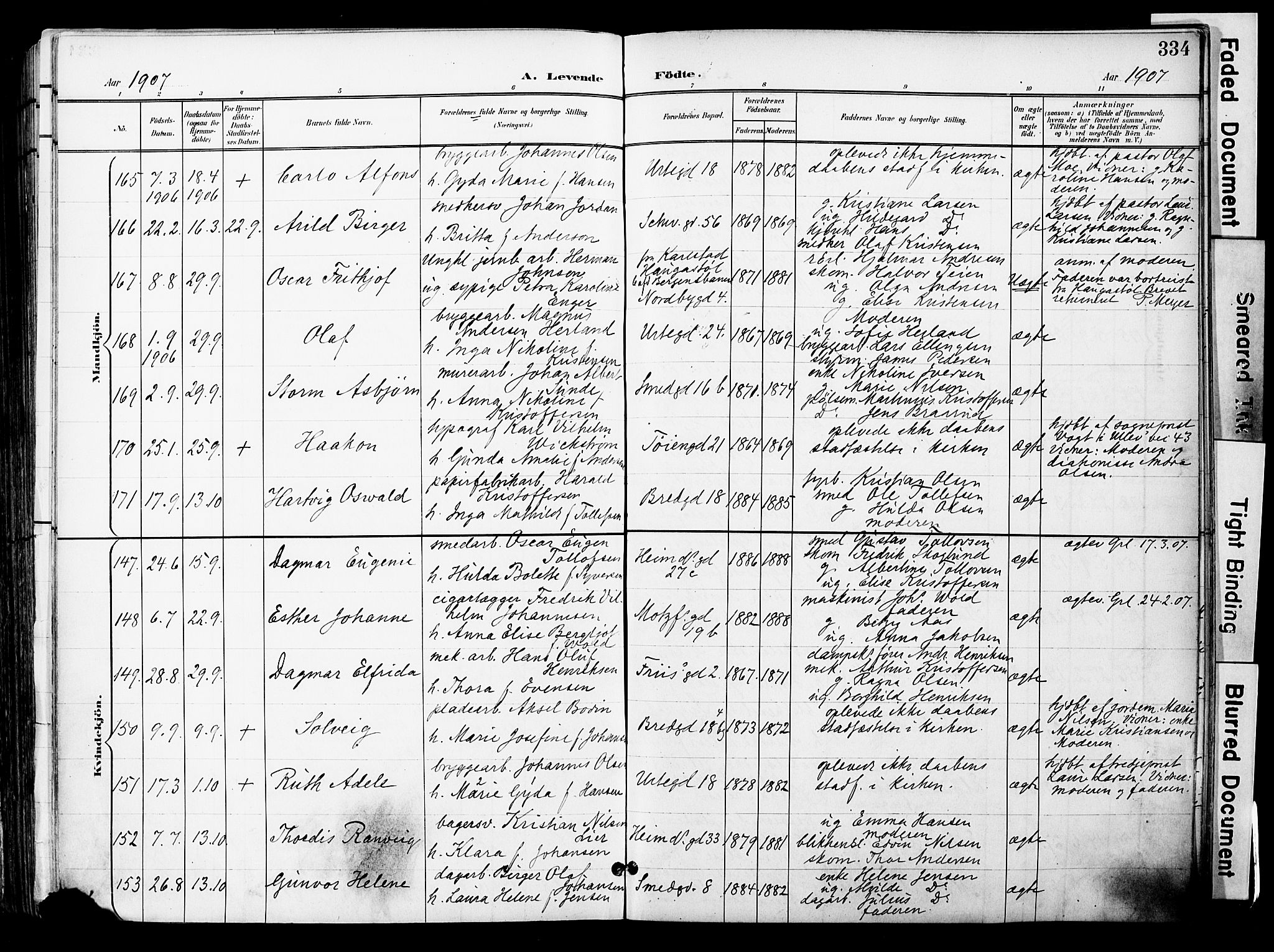 Grønland prestekontor Kirkebøker, SAO/A-10848/F/Fa/L0014: Parish register (official) no. 14, 1900-1911, p. 334