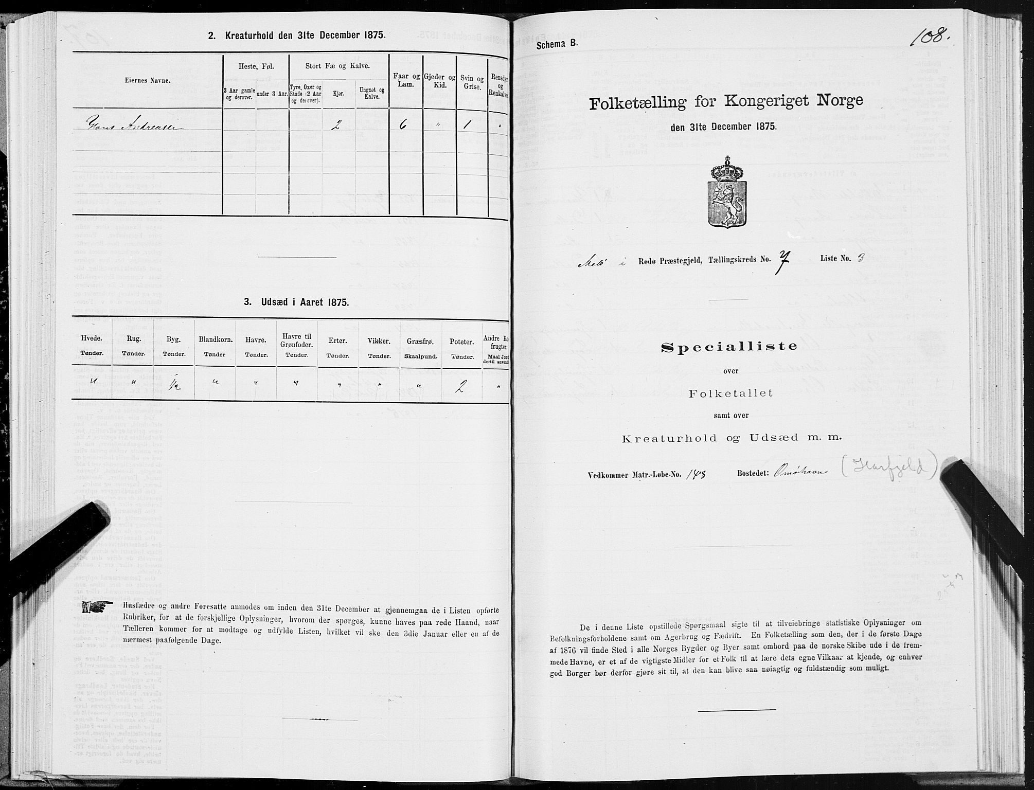 SAT, 1875 census for 1836P Rødøy, 1875, p. 3108