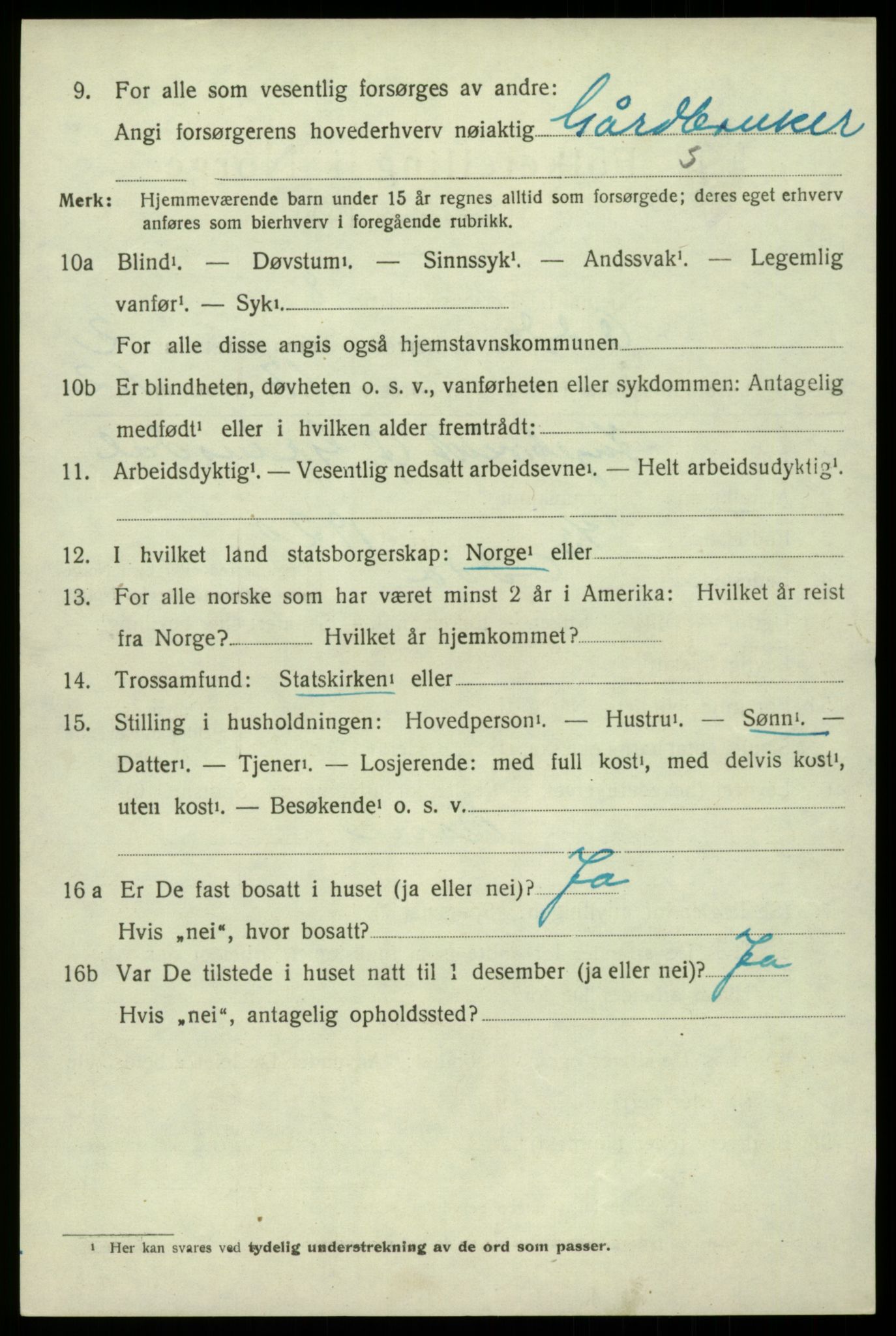 SAB, 1920 census for Odda, 1920, p. 2140