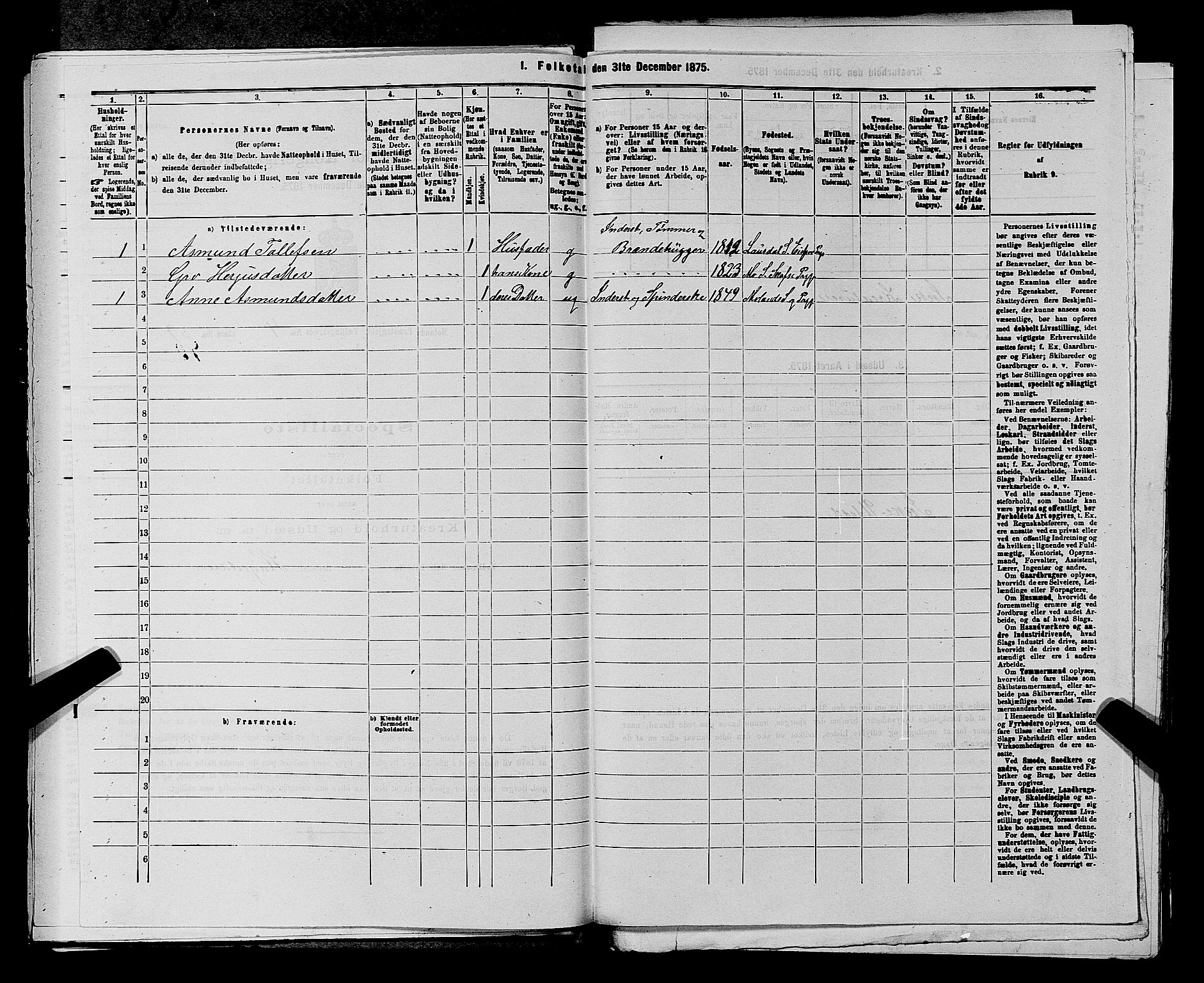 SAKO, 1875 census for 0831P Moland, 1875, p. 434