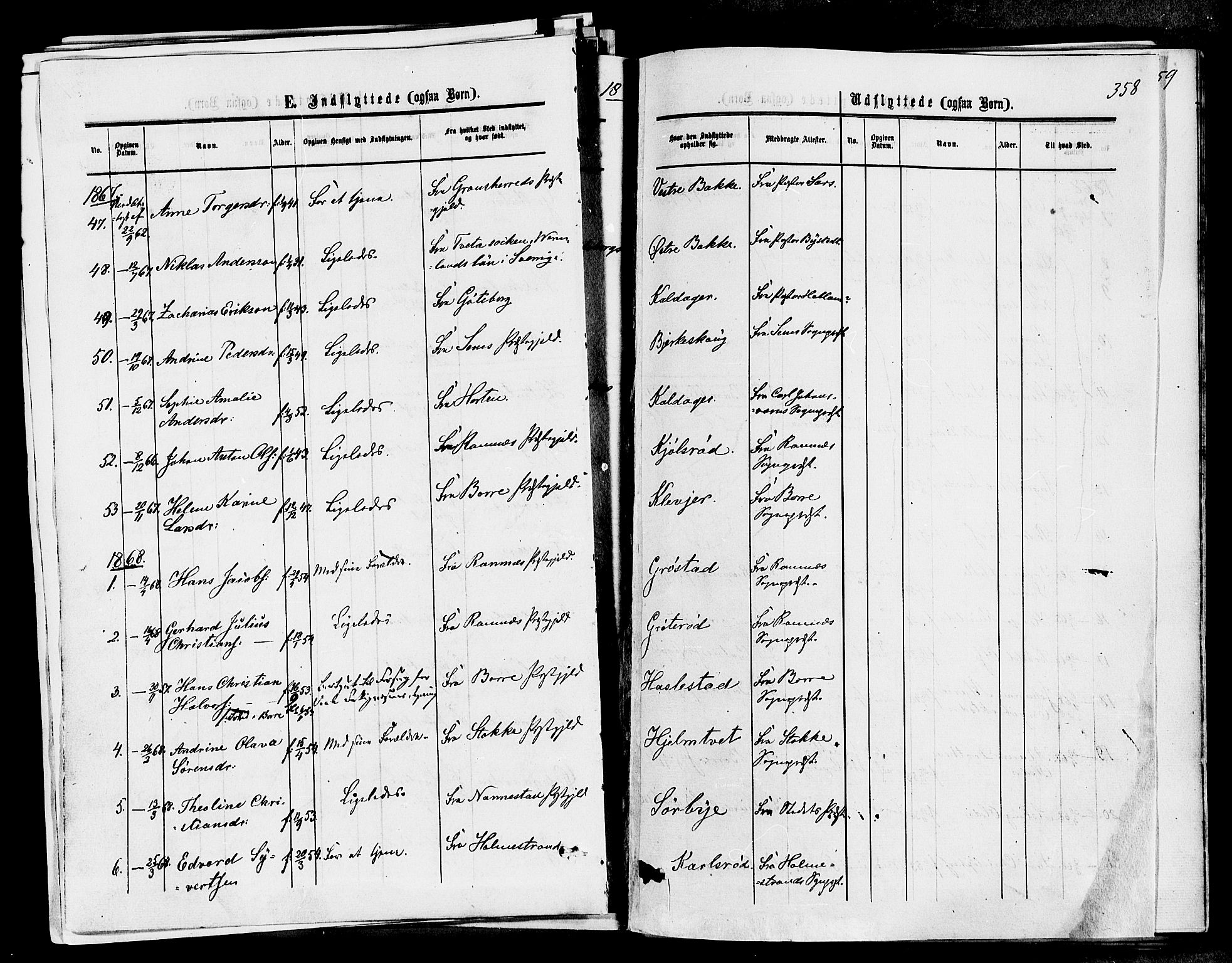 Våle kirkebøker, AV/SAKO-A-334/F/Fa/L0010: Parish register (official) no. I 10, 1861-1877, p. 358