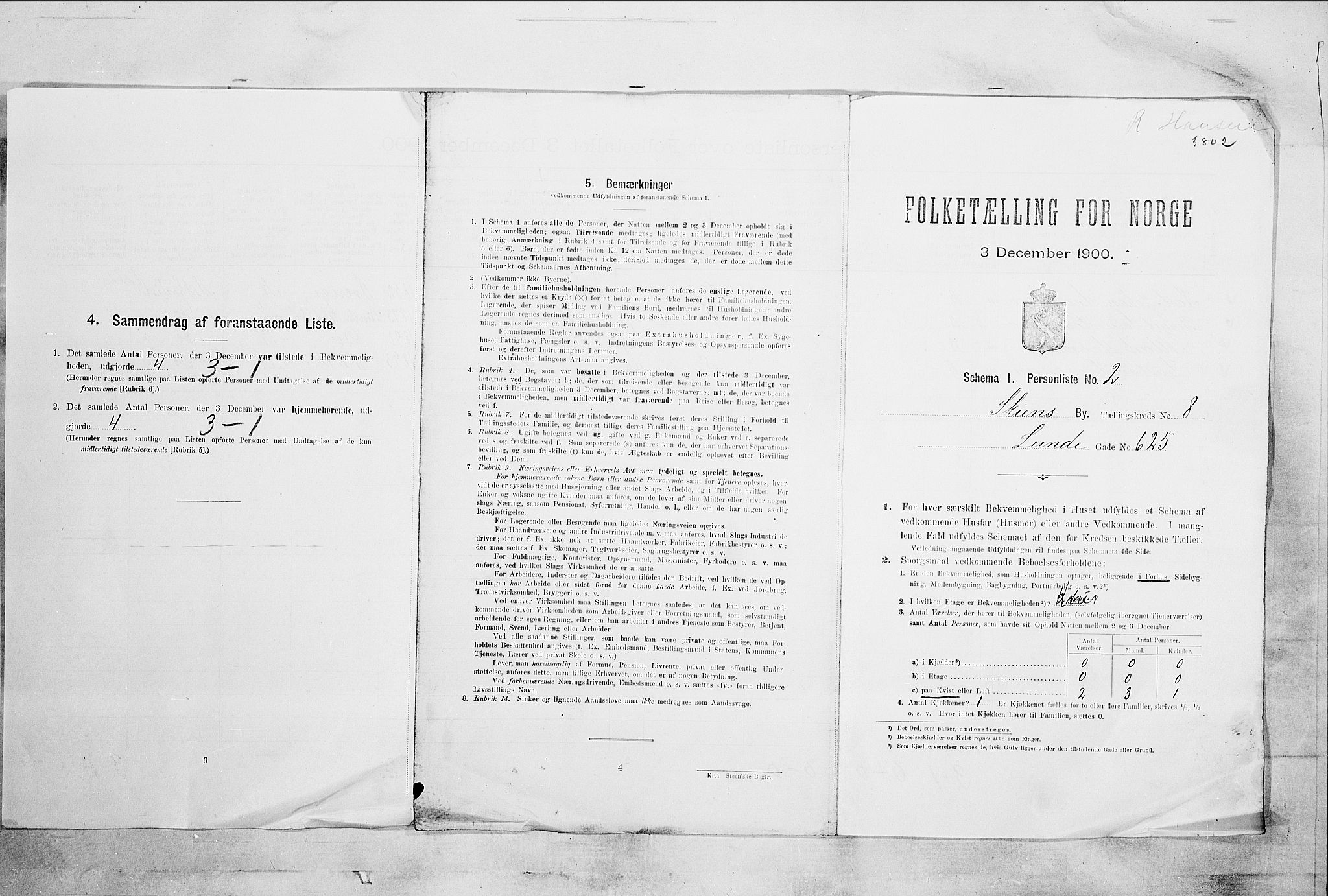 SAKO, 1900 census for Skien, 1900, p. 1425