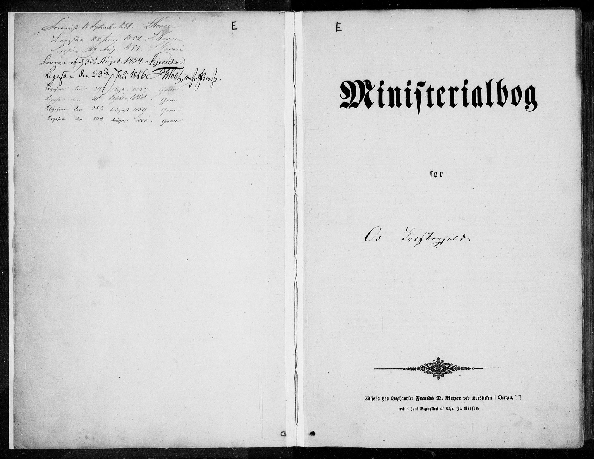 Os sokneprestembete, SAB/A-99929: Parish register (official) no. A 16, 1851-1859