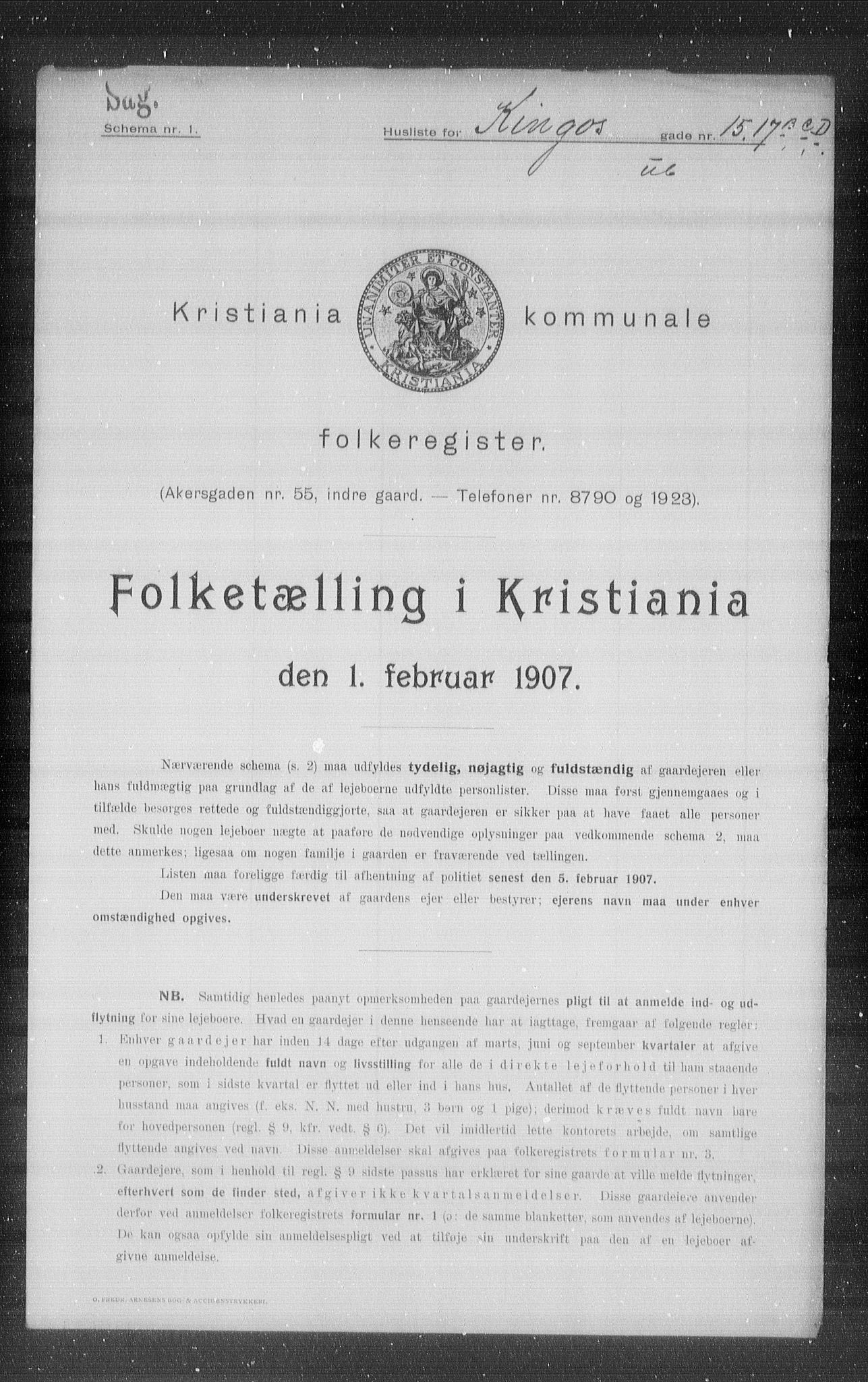 OBA, Municipal Census 1907 for Kristiania, 1907, p. 25323