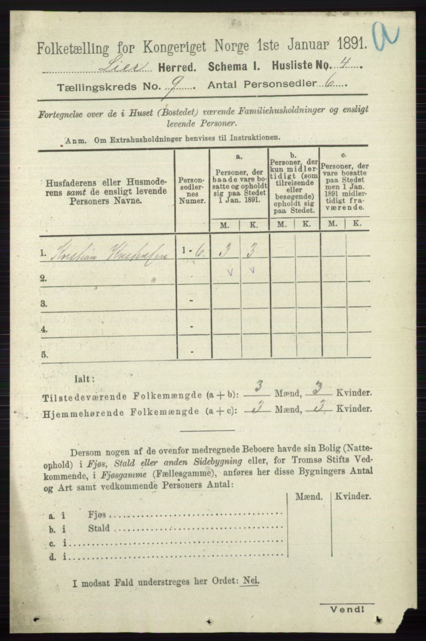 RA, 1891 census for 0626 Lier, 1891, p. 5550