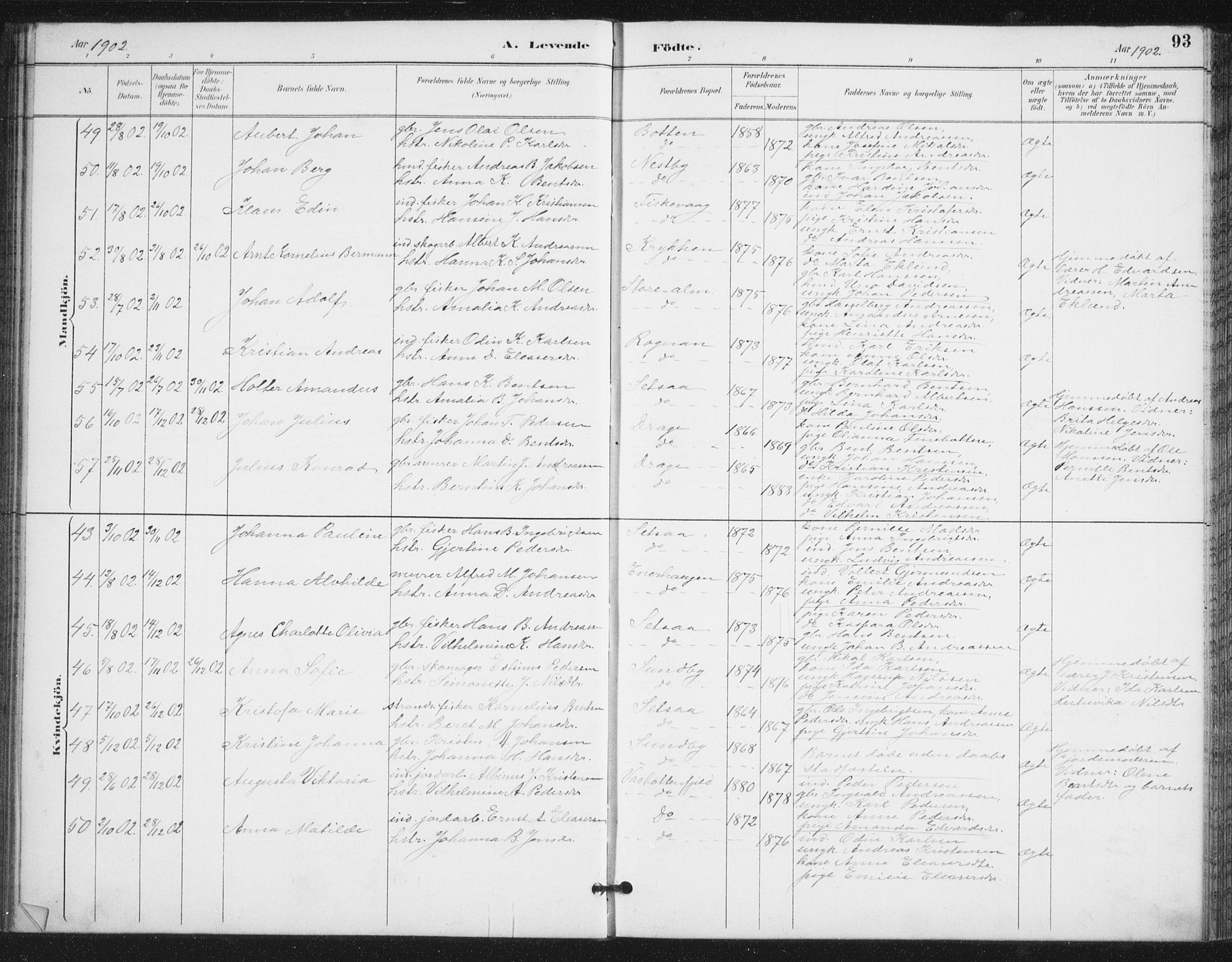 Ministerialprotokoller, klokkerbøker og fødselsregistre - Nordland, SAT/A-1459/847/L0682: Parish register (copy) no. 847C10, 1889-1907, p. 93