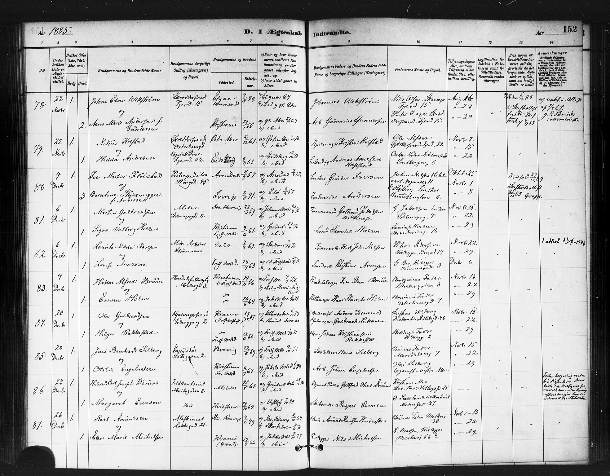 Jakob prestekontor Kirkebøker, SAO/A-10850/F/Fa/L0004: Parish register (official) no. 4, 1880-1894, p. 152