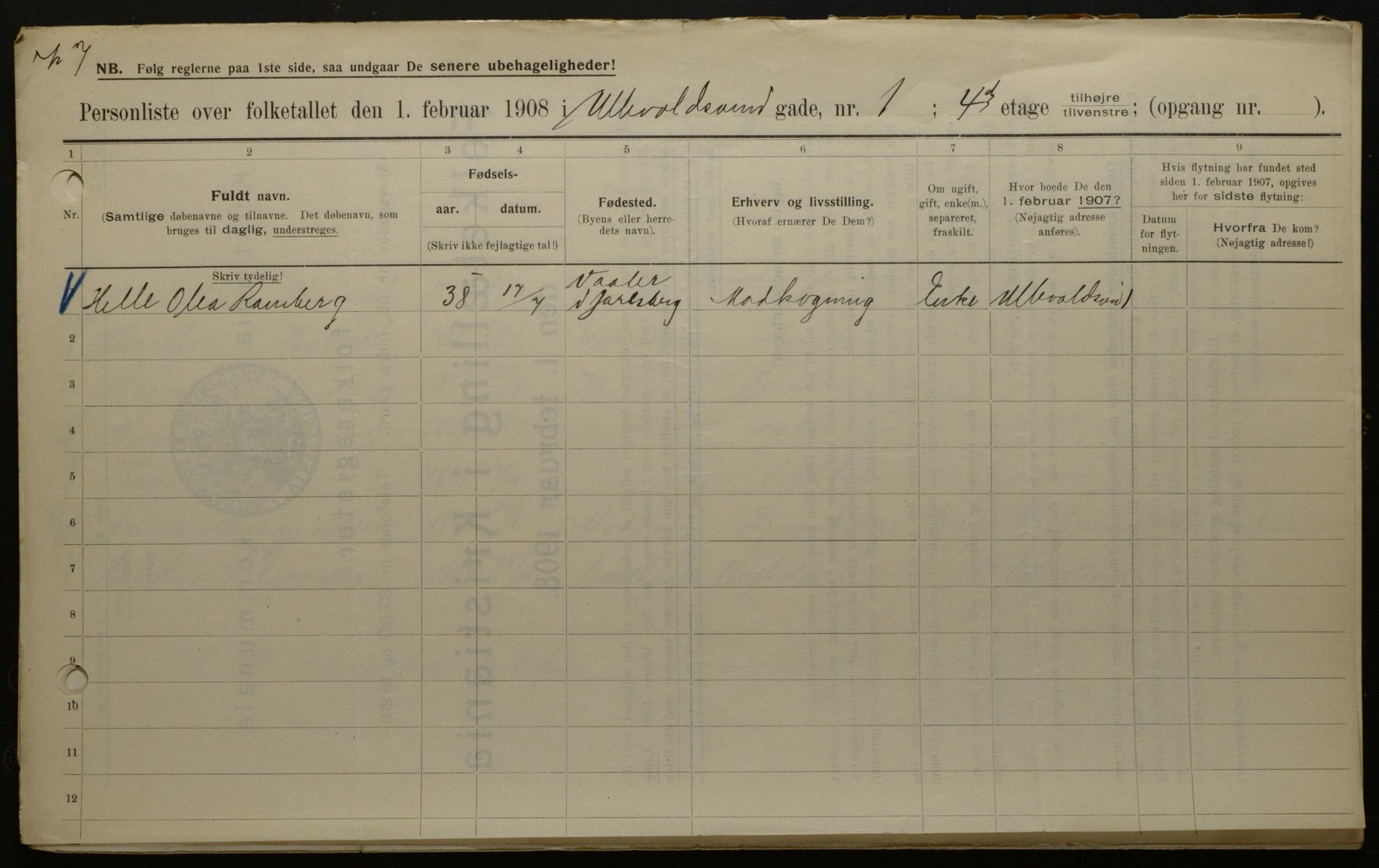 OBA, Municipal Census 1908 for Kristiania, 1908, p. 106711