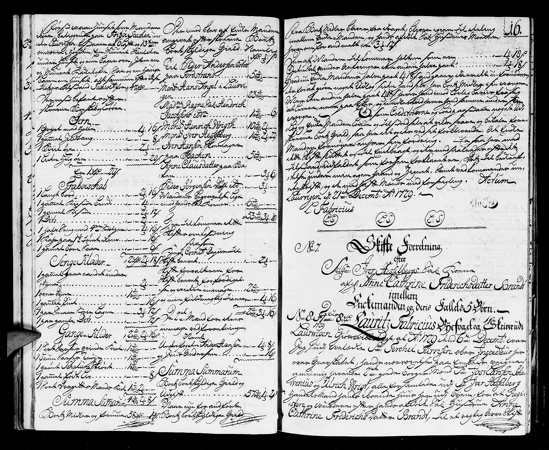 Larvik byfogd, AV/SAKO-A-218/H/Hb/Hba/L0007: Skifteprotokoll, 1729-1736, p. 15b-16a