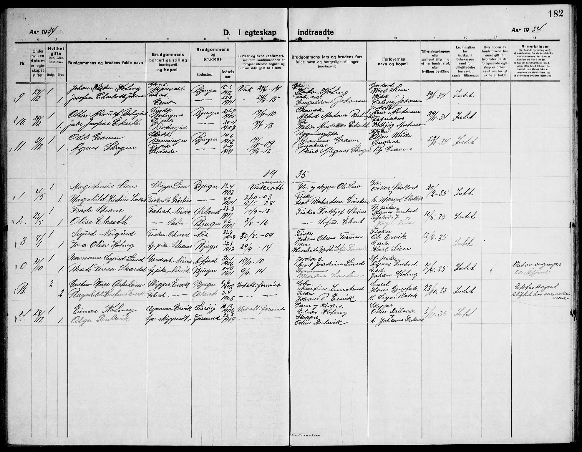 Ministerialprotokoller, klokkerbøker og fødselsregistre - Sør-Trøndelag, SAT/A-1456/651/L0648: Parish register (copy) no. 651C02, 1915-1945, p. 182